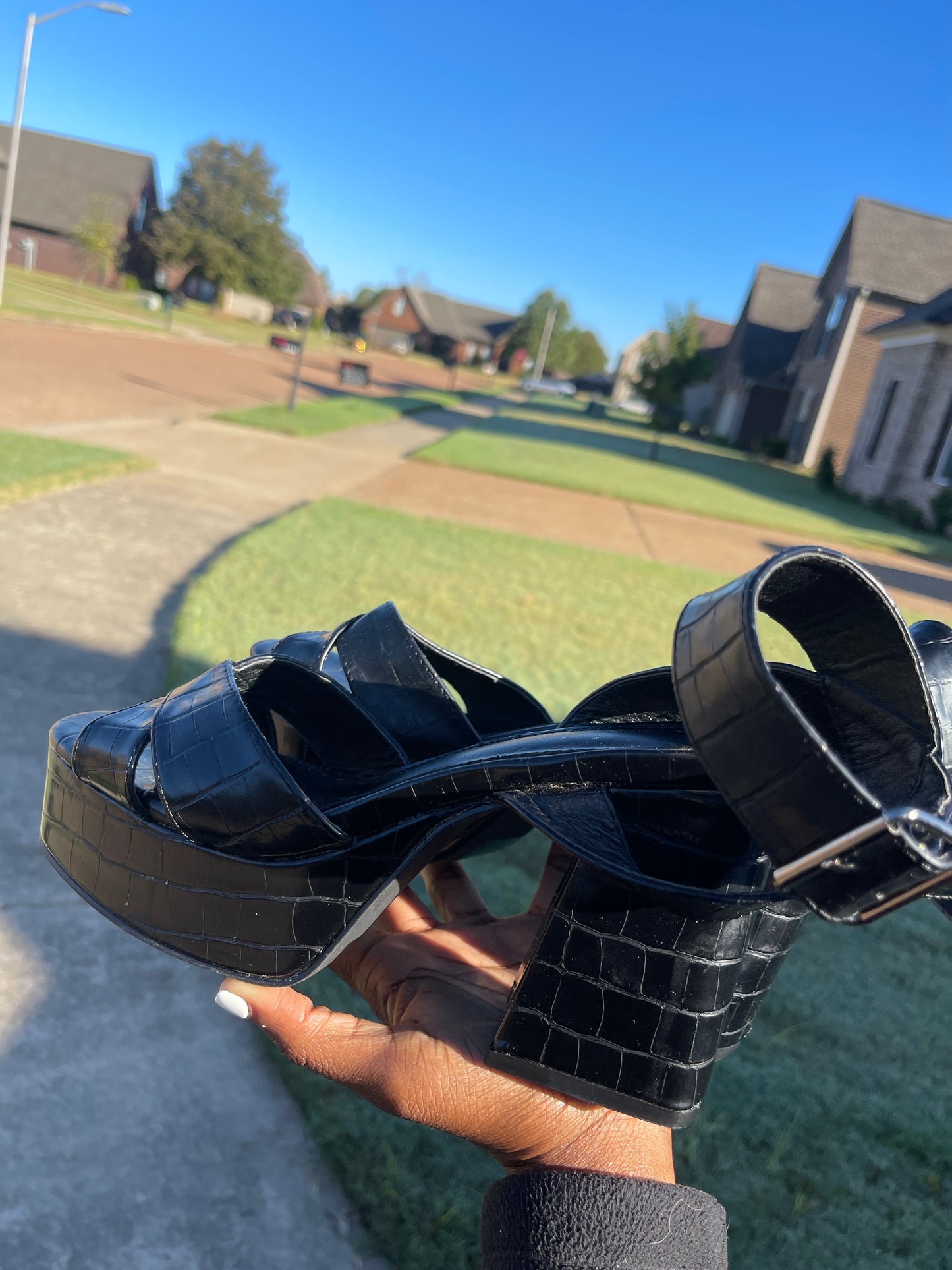 Wild Diva Black Platform Heels Women sz 9