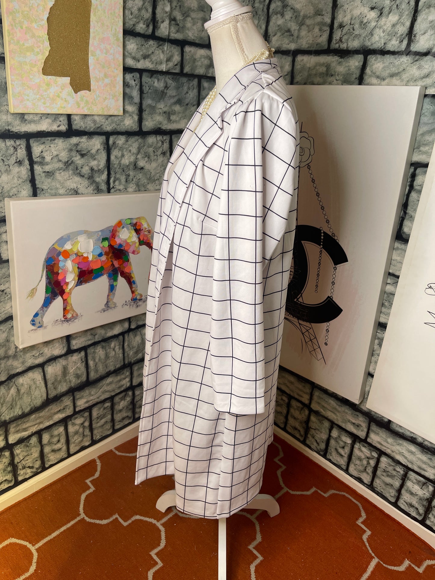NEW Ashley Stewart White and Black Coverup Jacket Women Sz 10/12