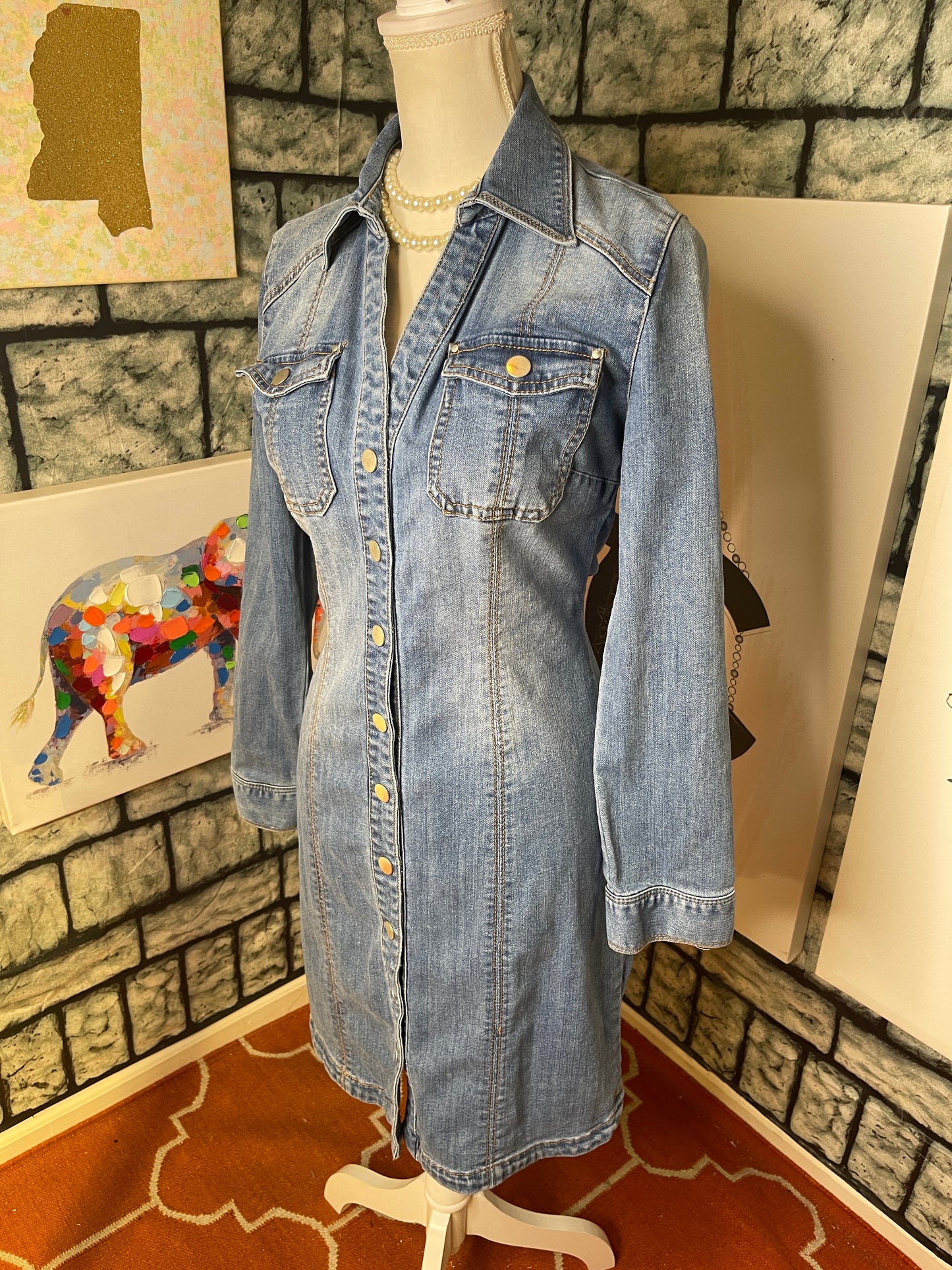 INC Blue Denim Dress Women sz 6