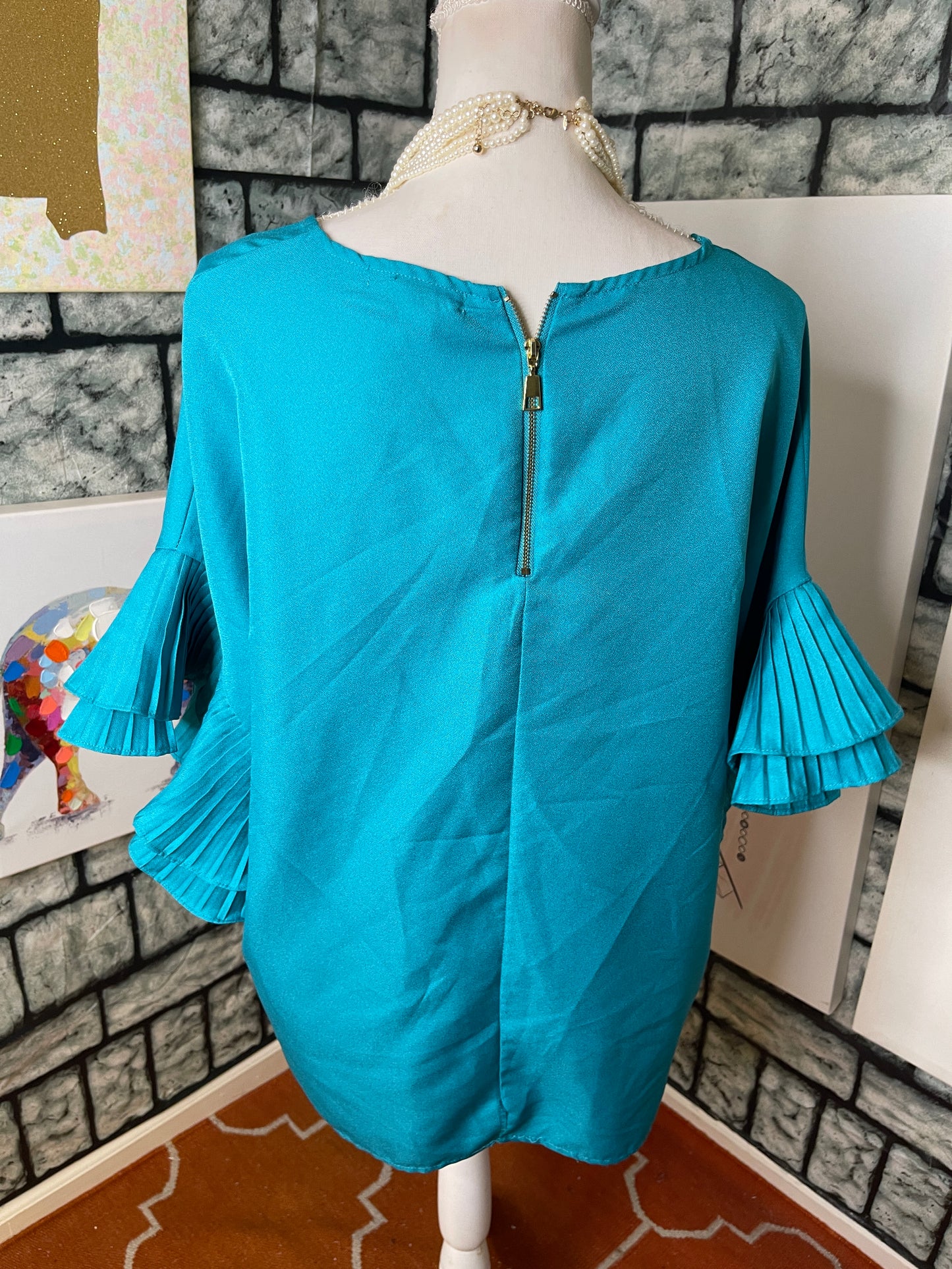 K.Jordan Turquoise Blouse Top Women Sz 1XL