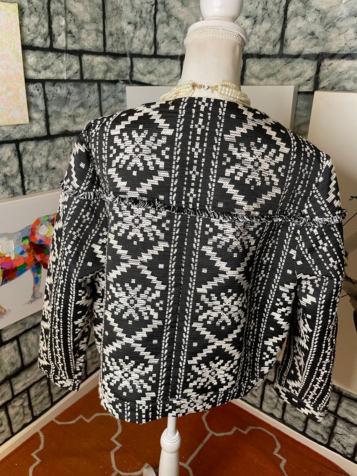 Who What Wear Black and White Jacket Women Sz 1XL