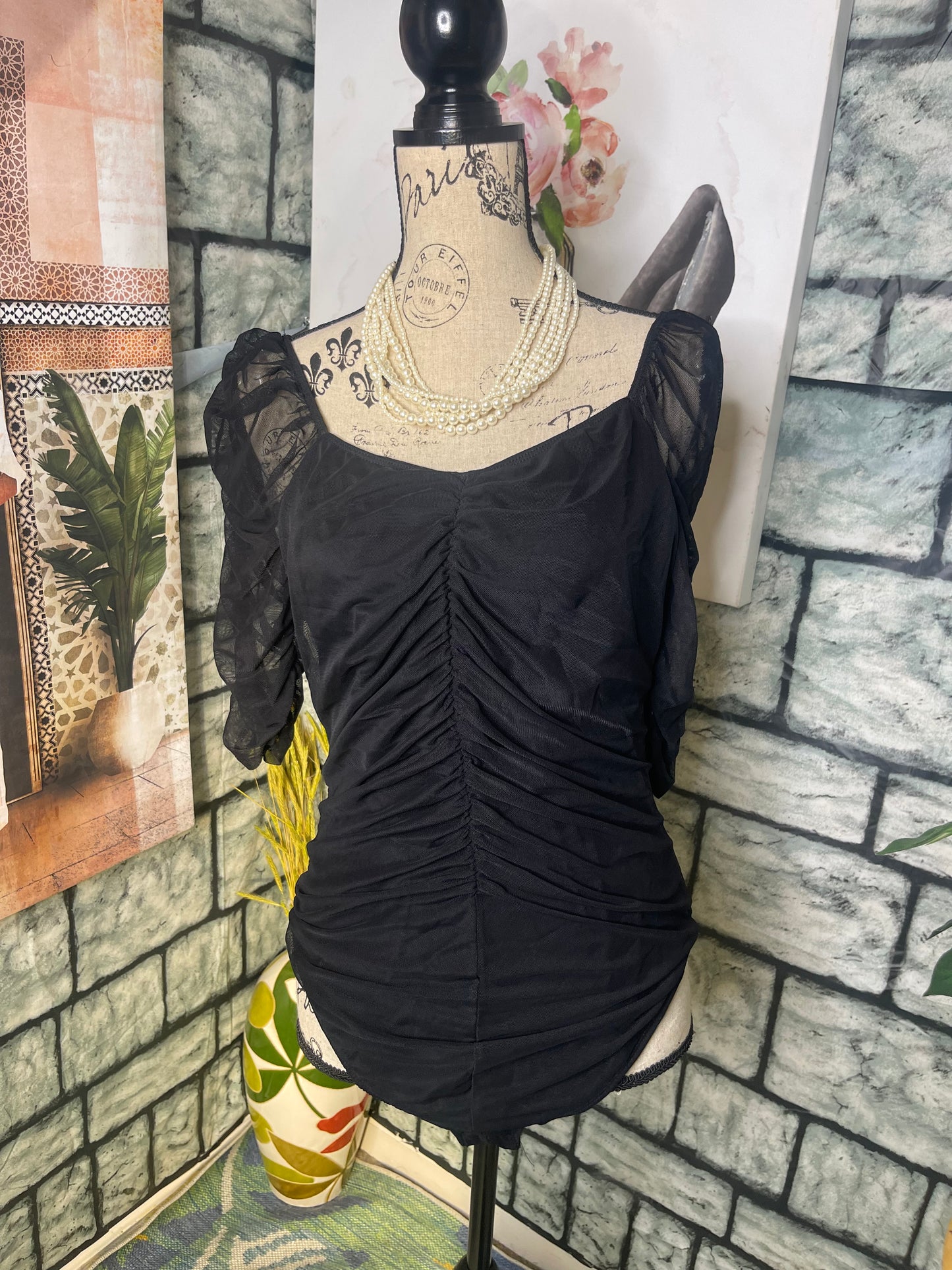 Rue 21 Black Bodysuit Blouse Women sz 2XL
