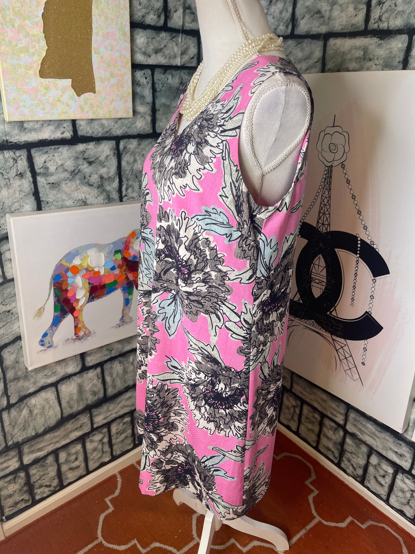 Nic + Zoe Pink Black and Gray Dress Women Sz Medium