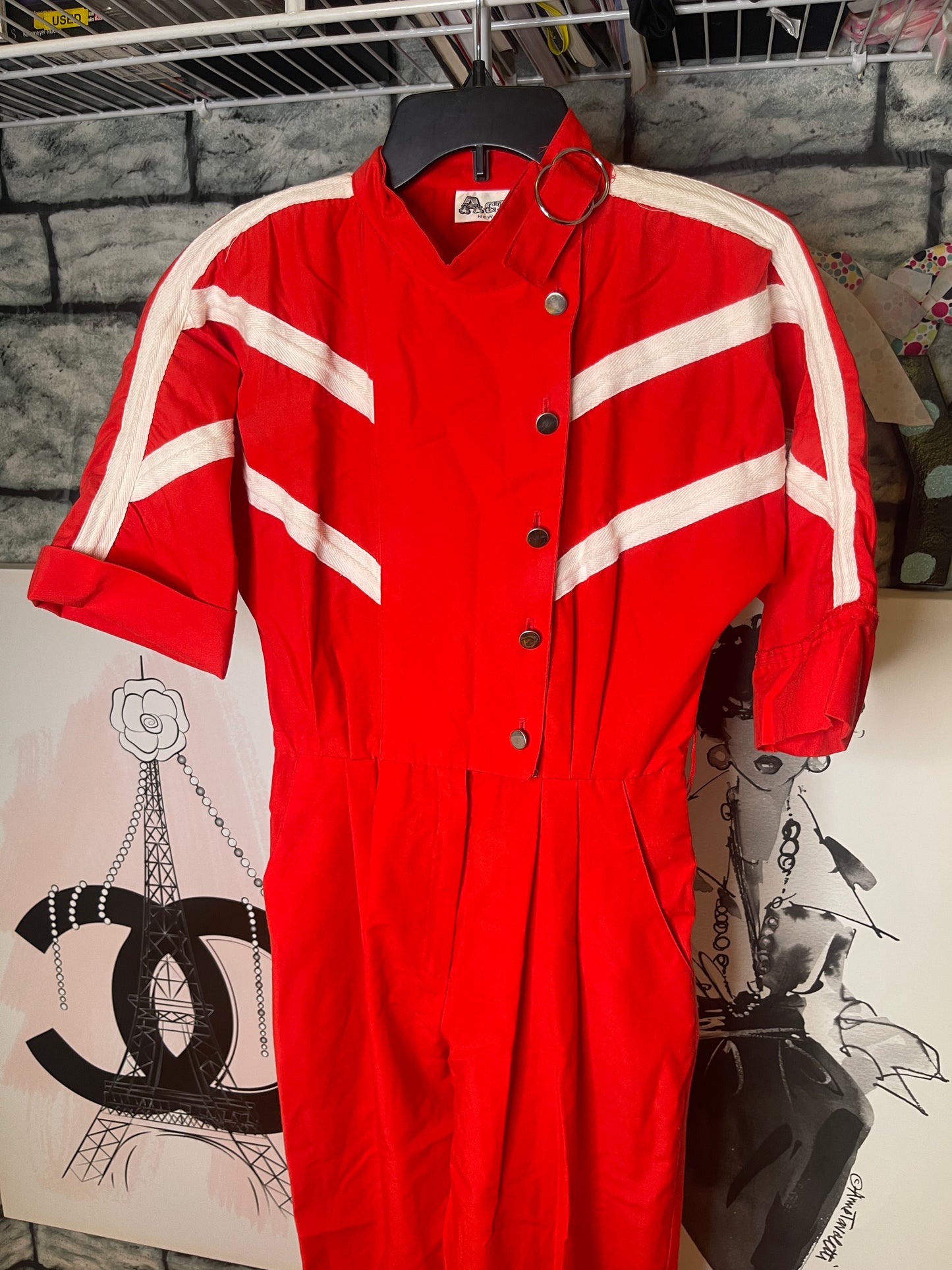 Act I red jumpsuit women sz Small