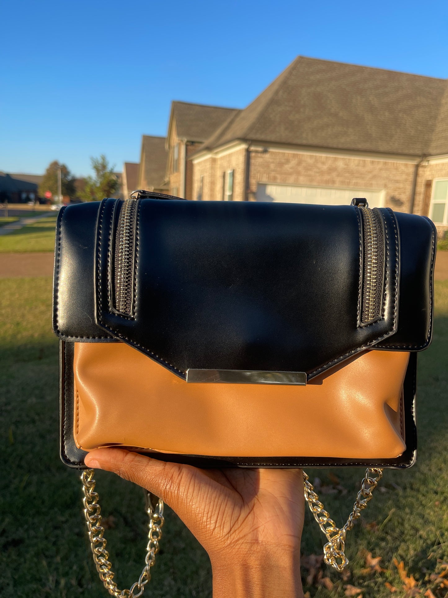 Just Fab black tan handbag crossbody
