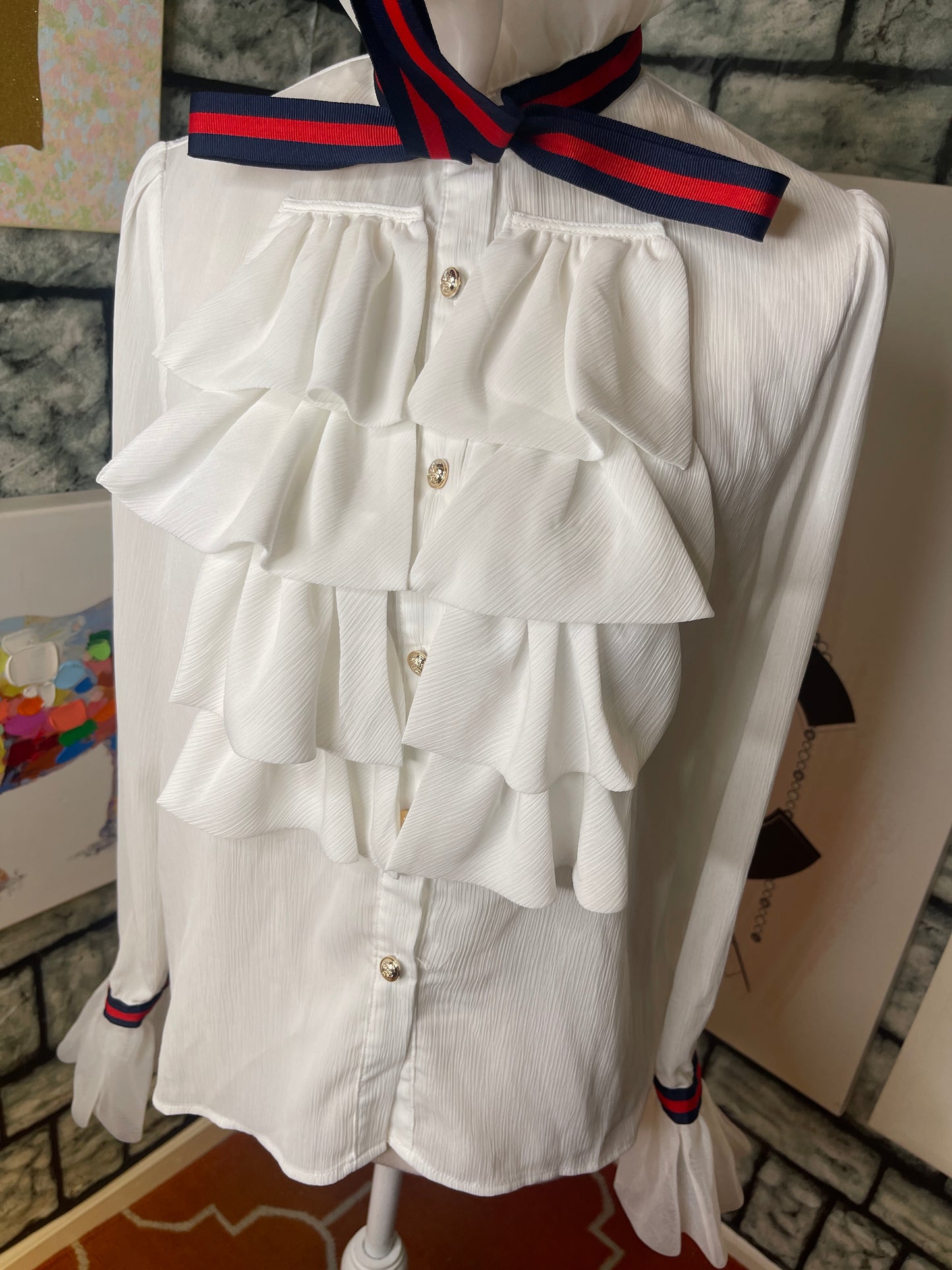 36 Point 5 White Button Blouse Women sz Large