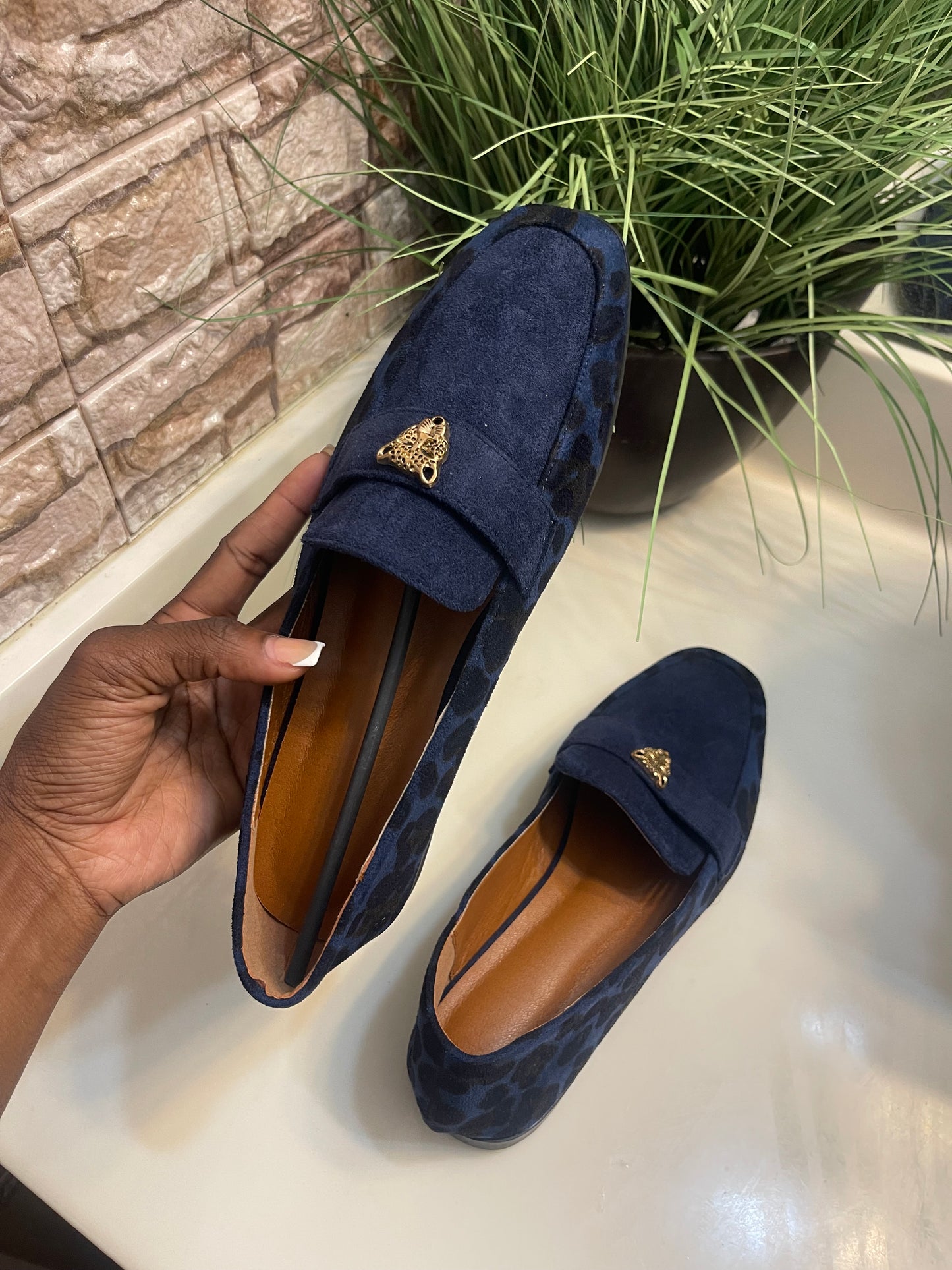 NEW Blue Black loafer Women sz 9