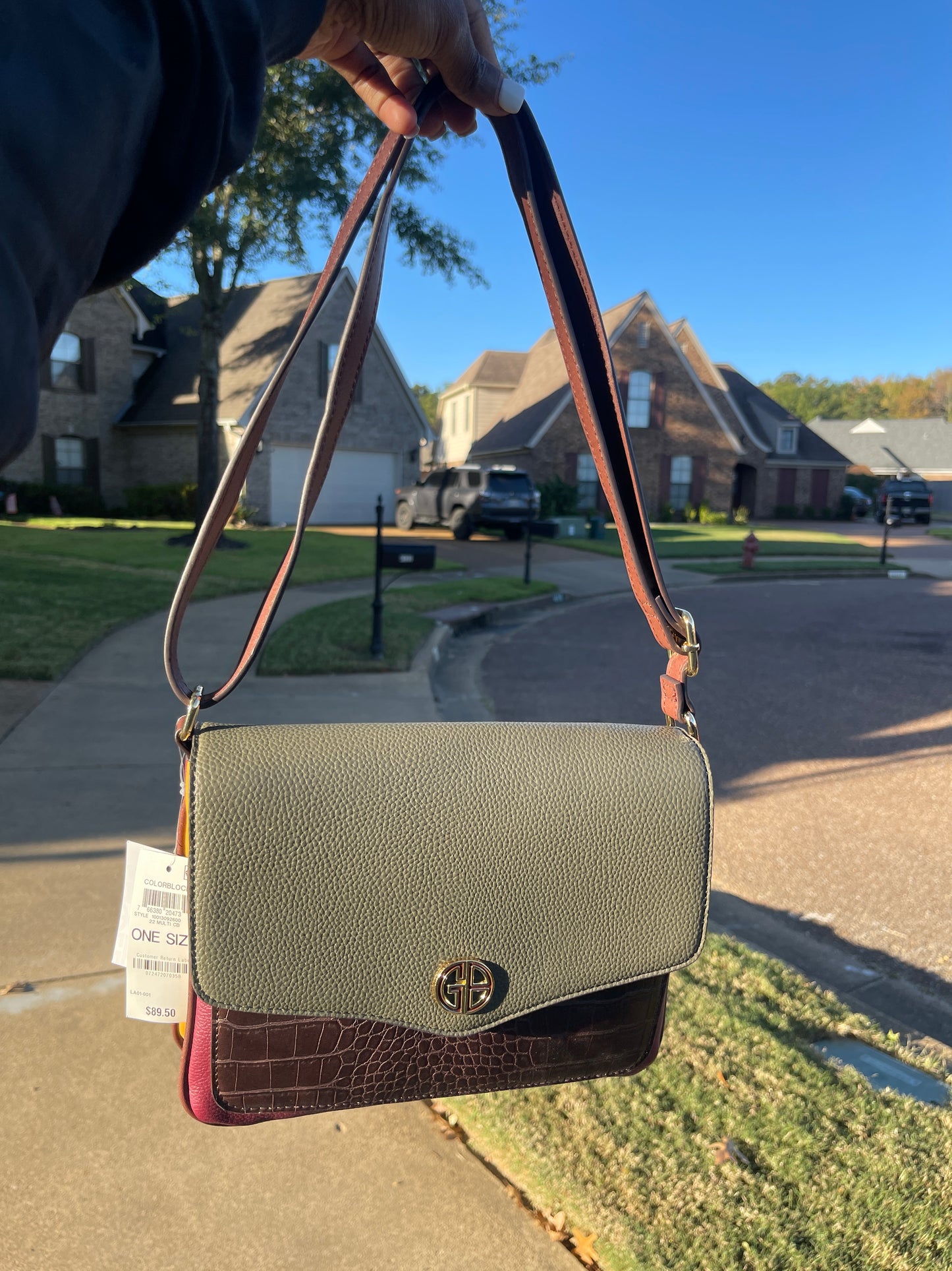 NEW Giani Bernini green burgundy yellow handbag