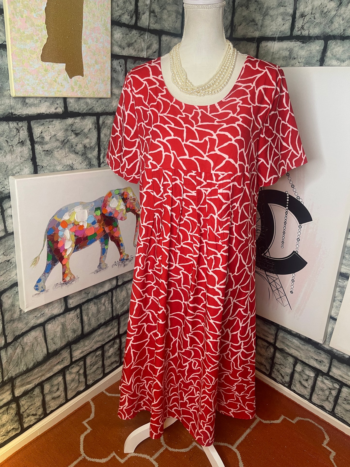 Red and White Dress Women Sz Medium