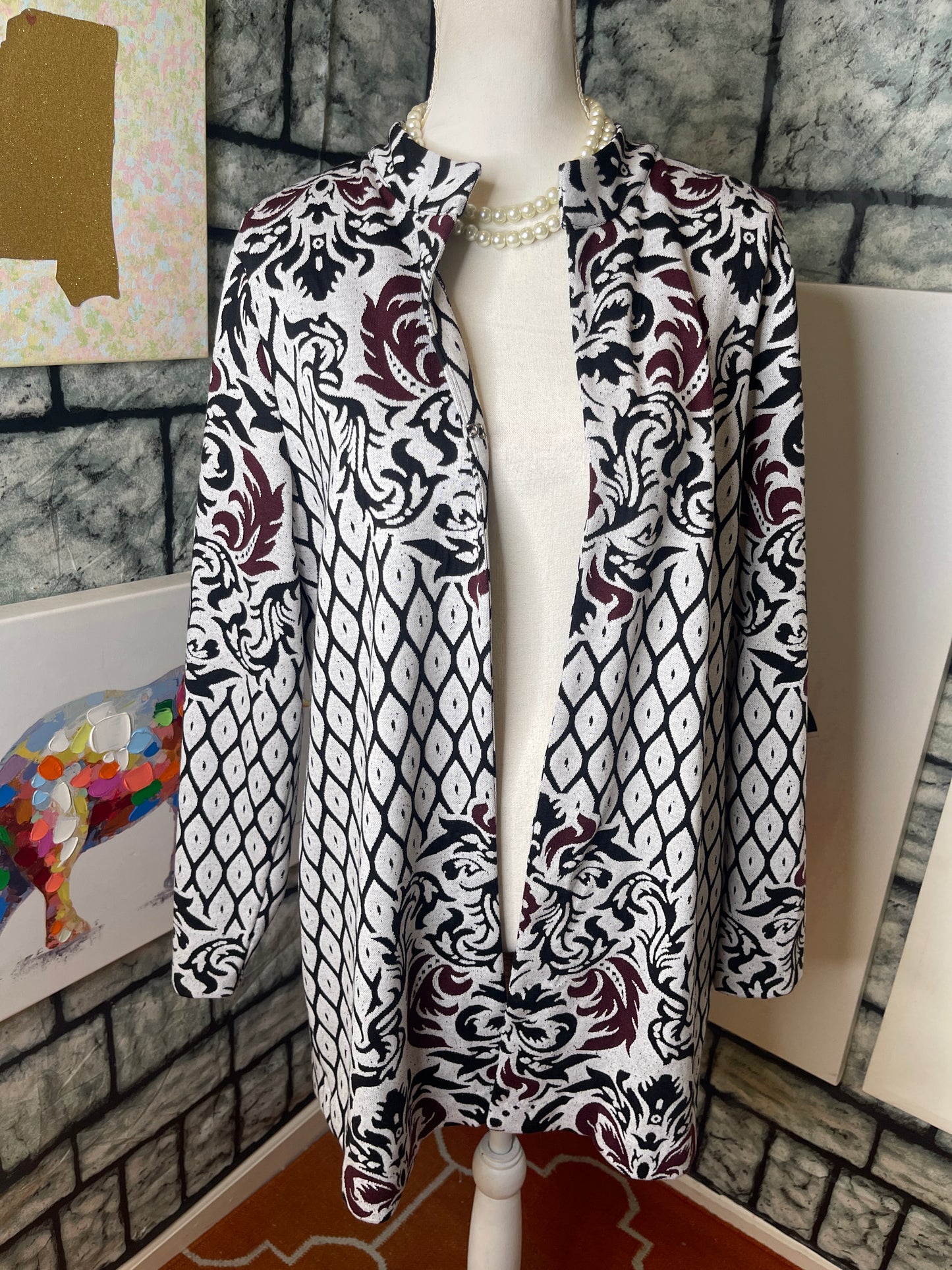 Peck & Peck Cover Sweater Black White Women sz Large