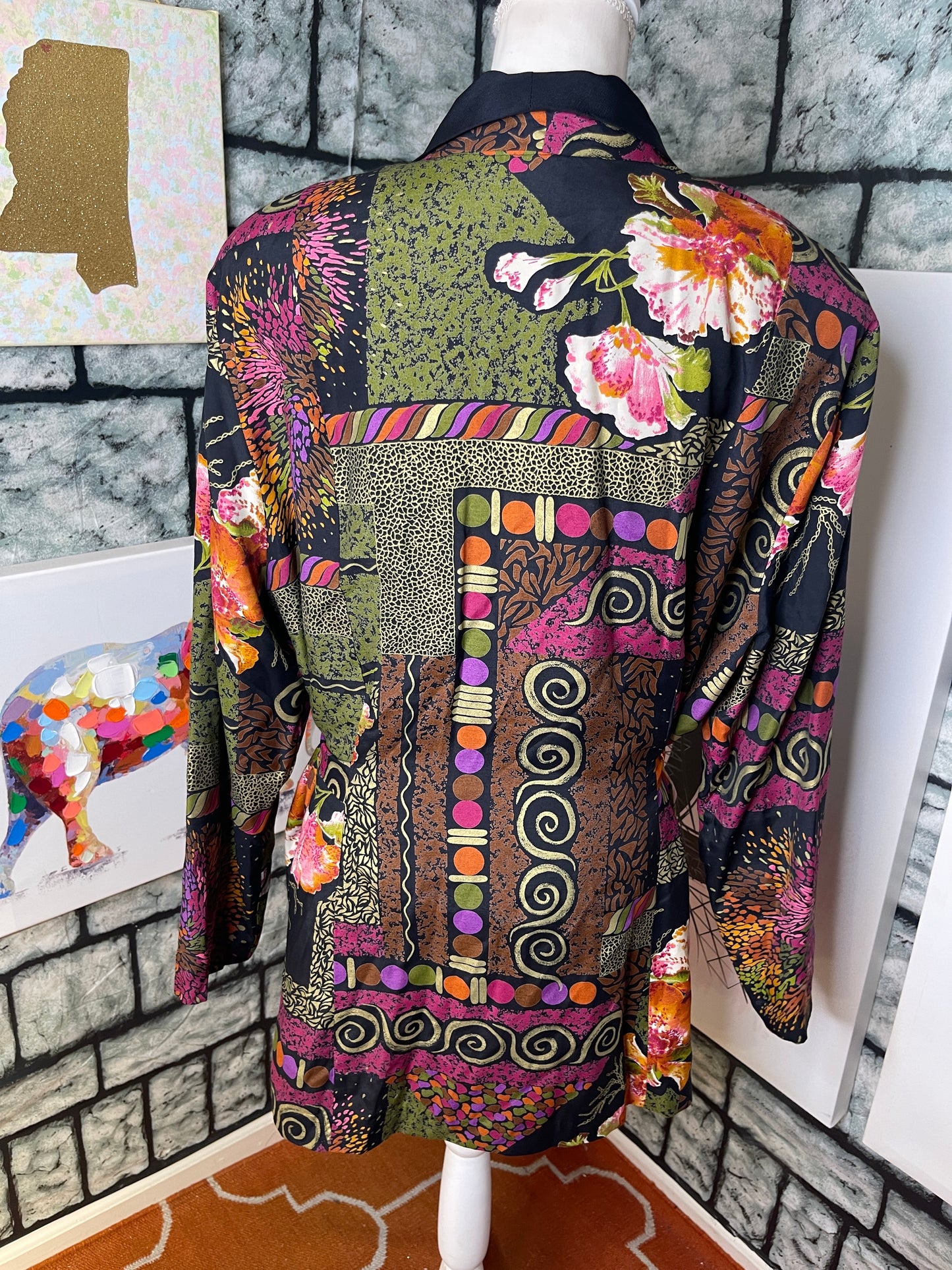 Laura Kieffer Dark Colorful Blazer Cover Women sz 20