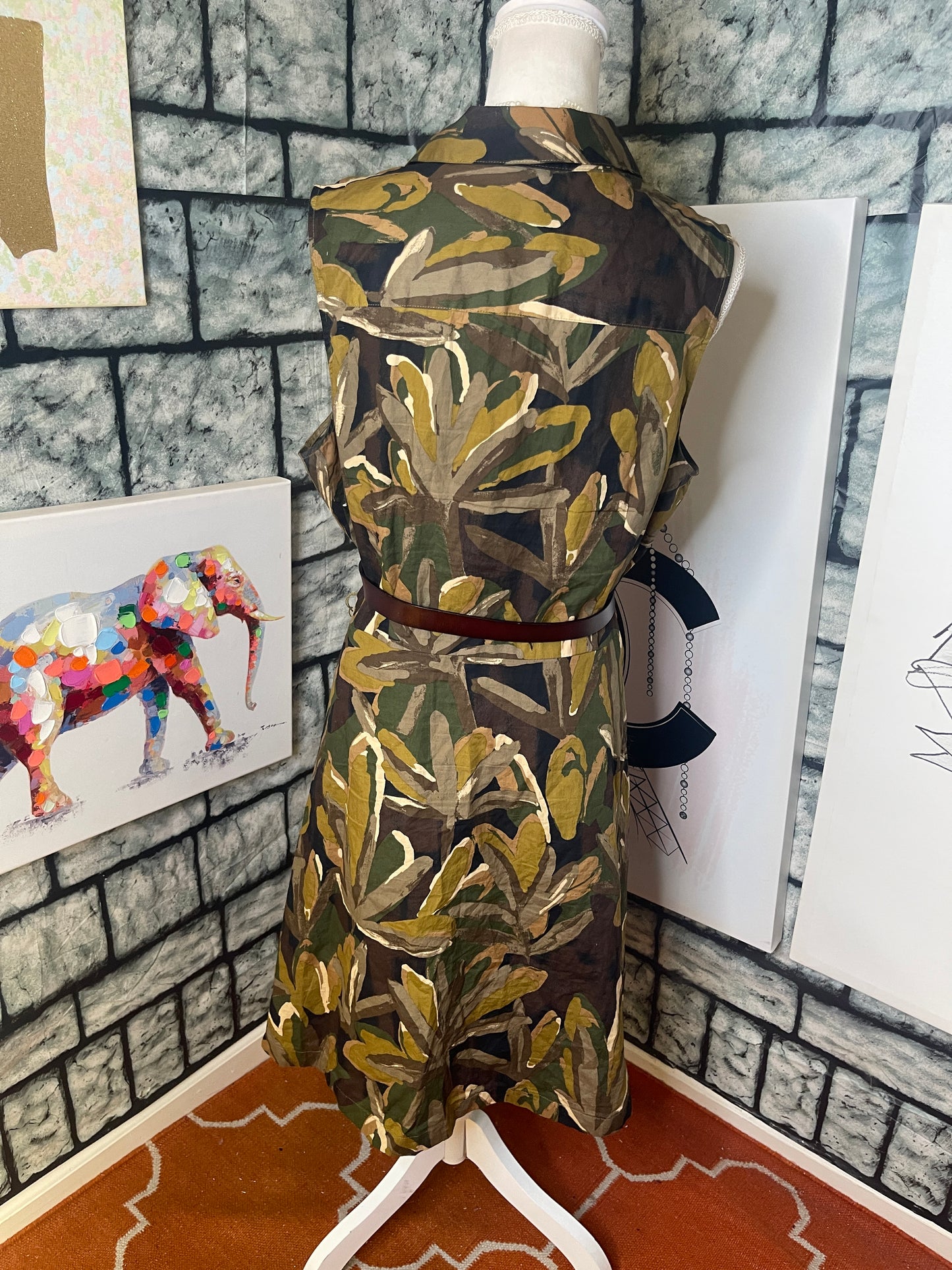Who What Wear Green Camo Dress Women sz XL (no belt)