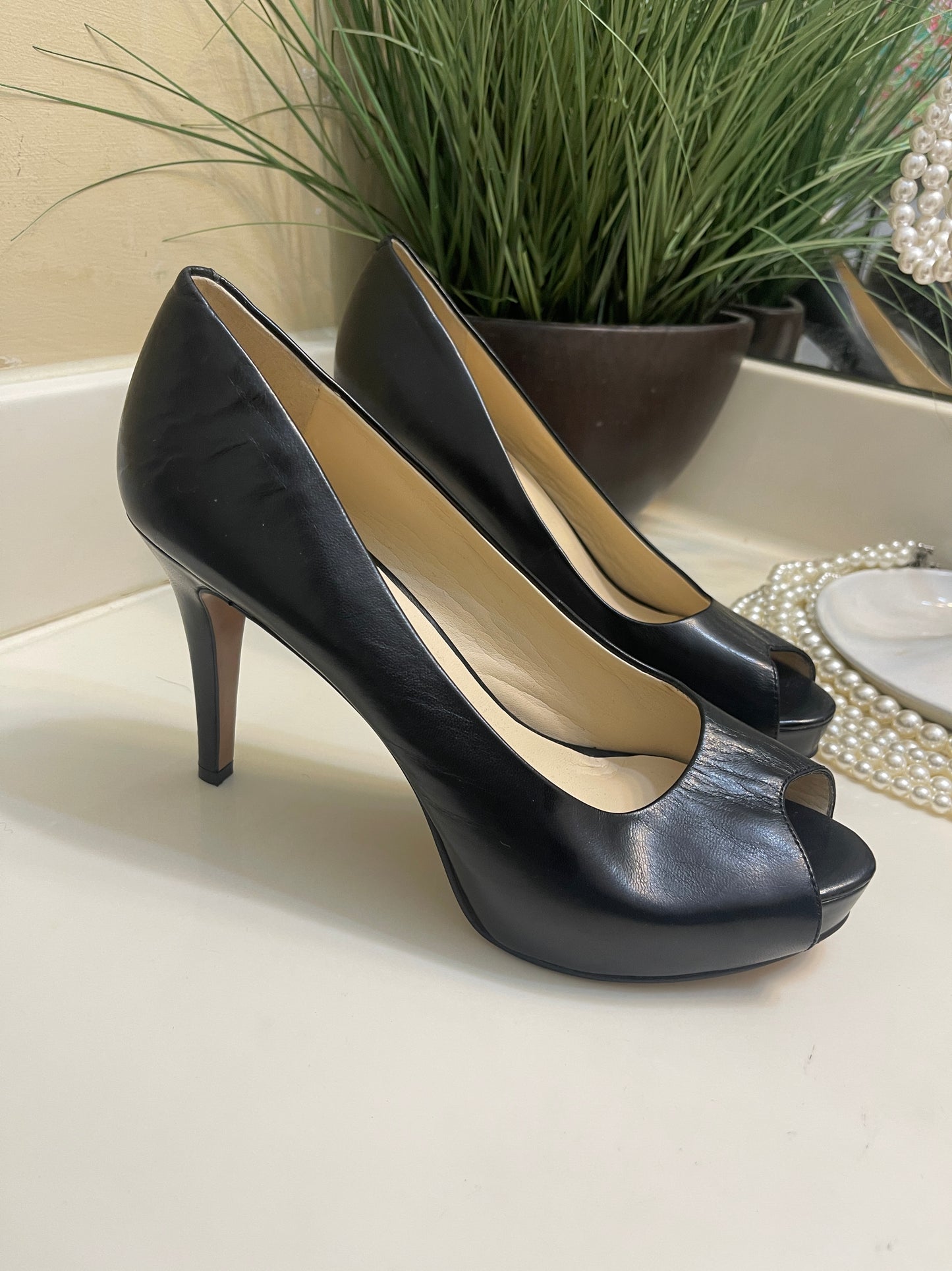 Nine West black heels women sz 9.5