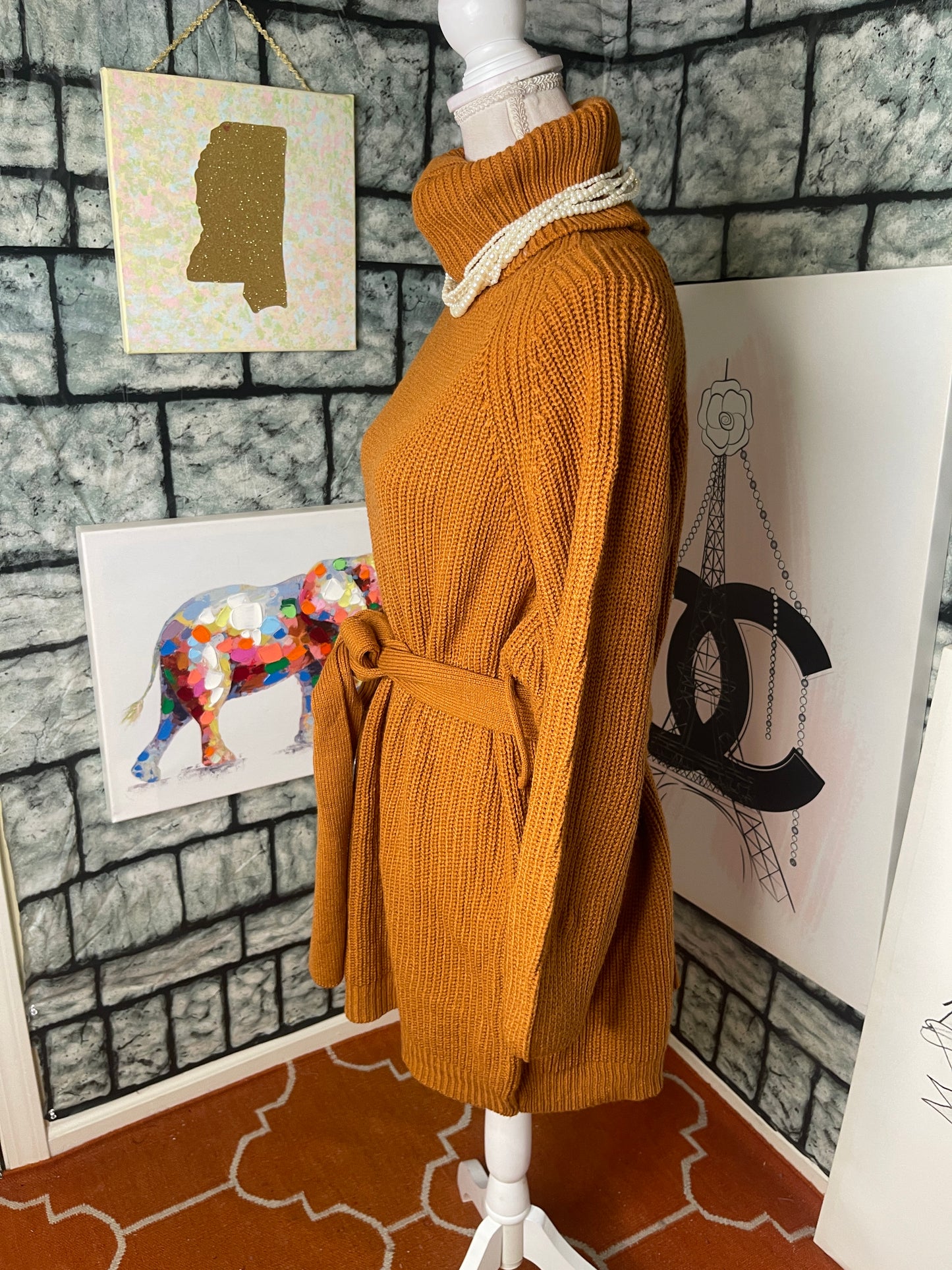 Zenana Orange Sweater Dress Women sz XL
