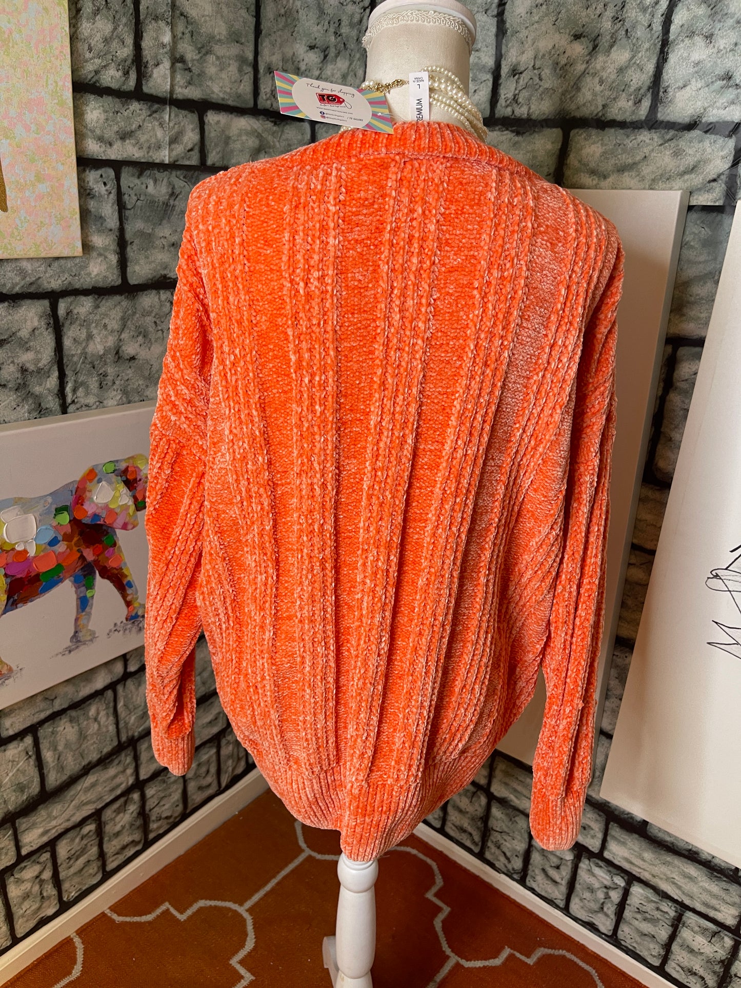 Zenana Orange Soft Sweater Women sz Large