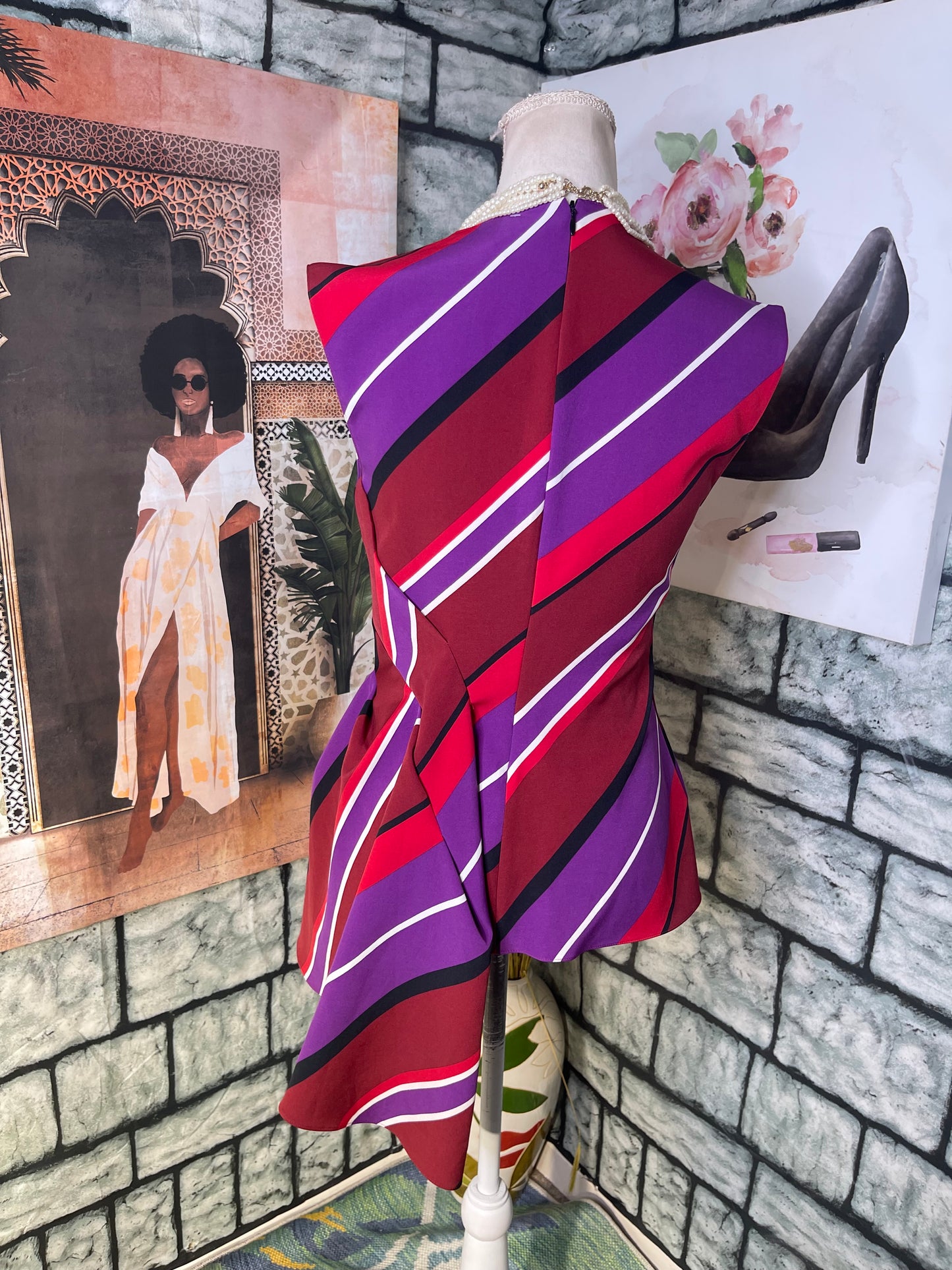 Zara Red Purple Blouse Women sz Small