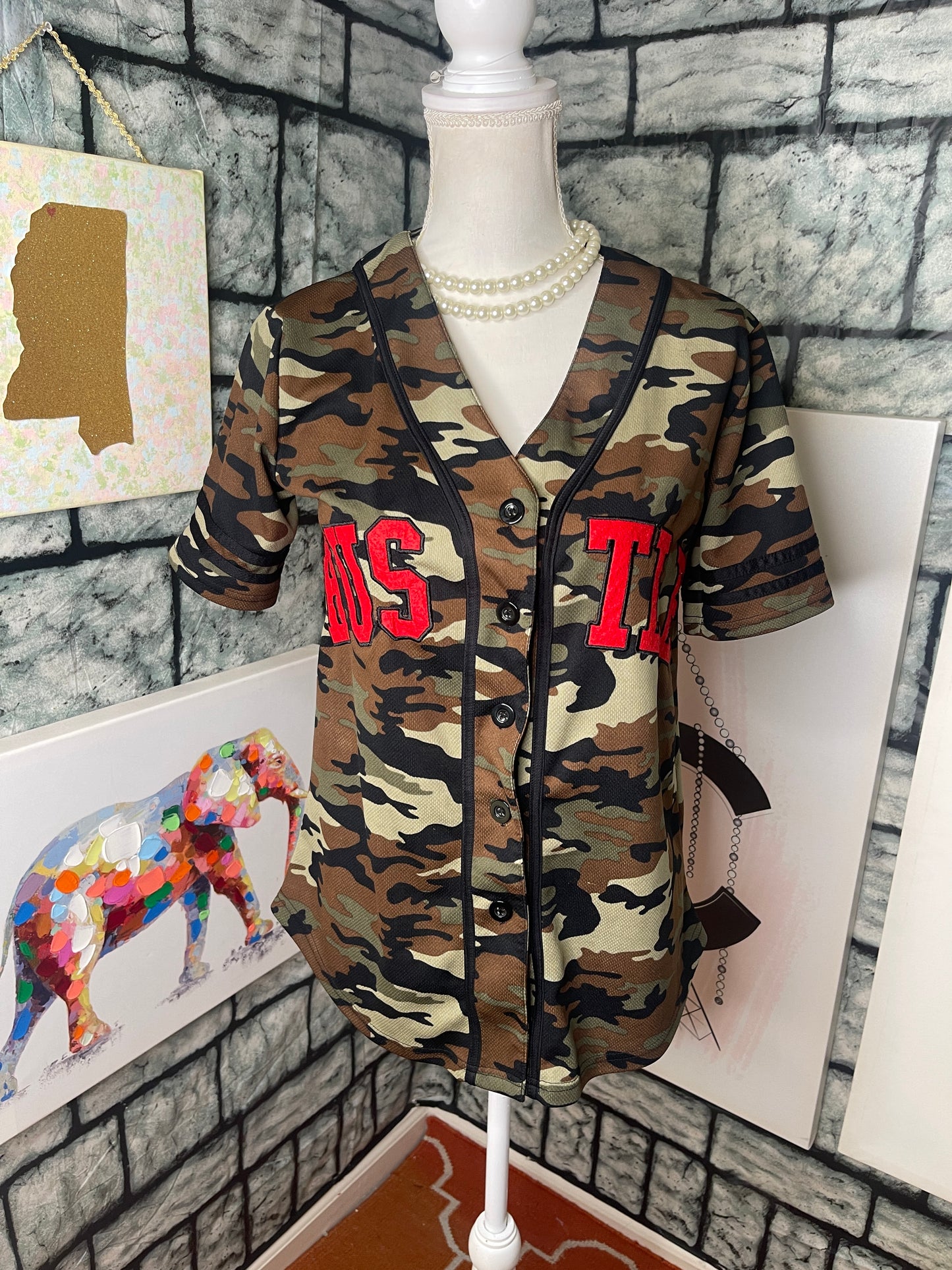 Rue 21 Hustle Button Shirt Camo Green Women sz XS