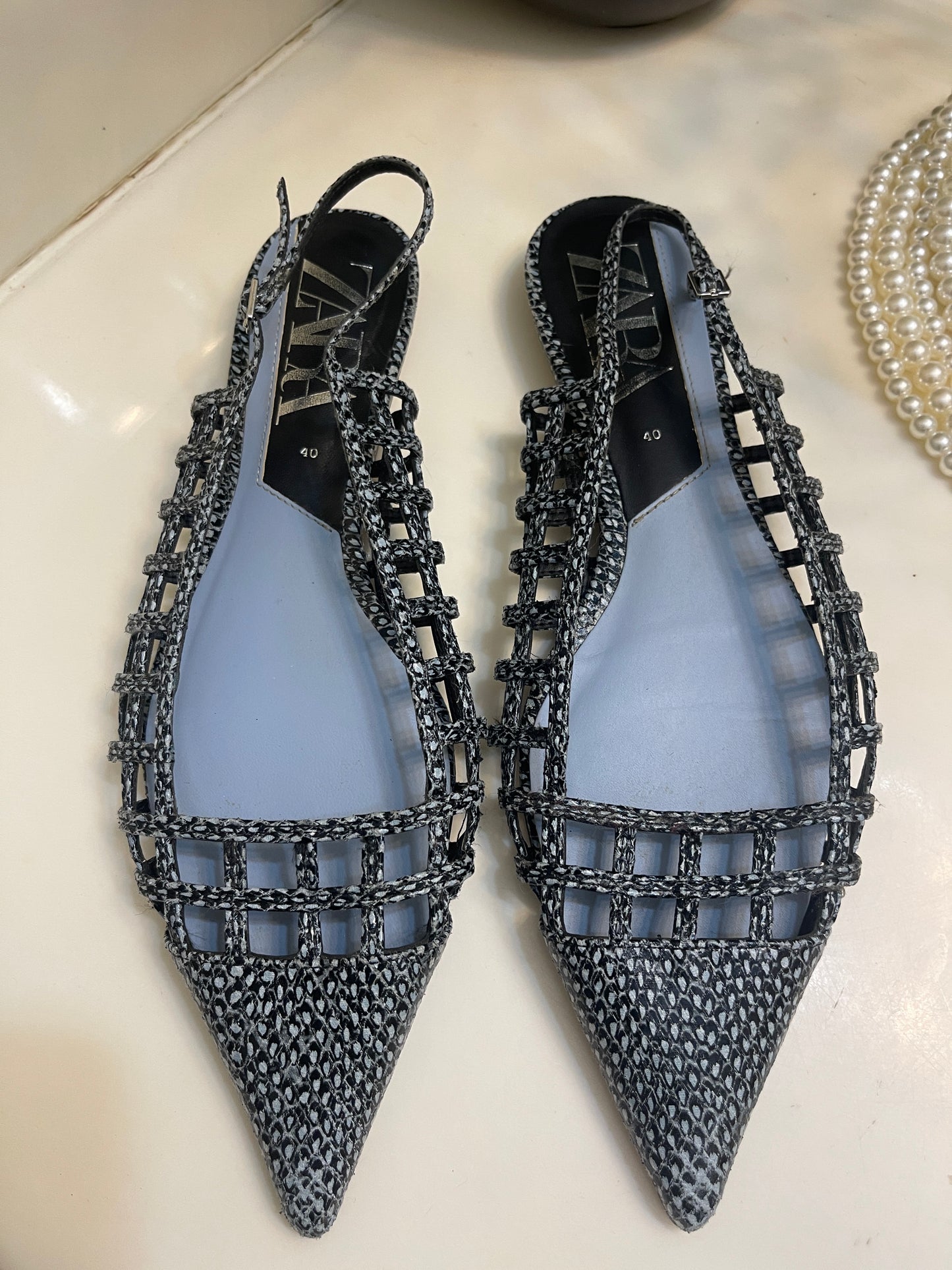 Zara blue flats women sz 9