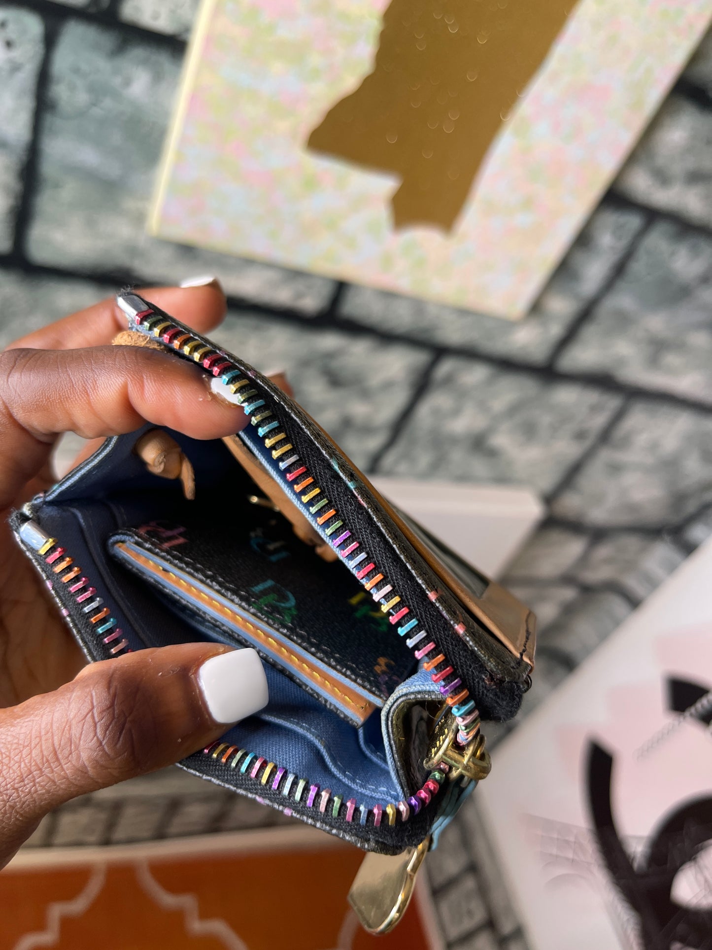 Dooney & bourke black colorful coin bag