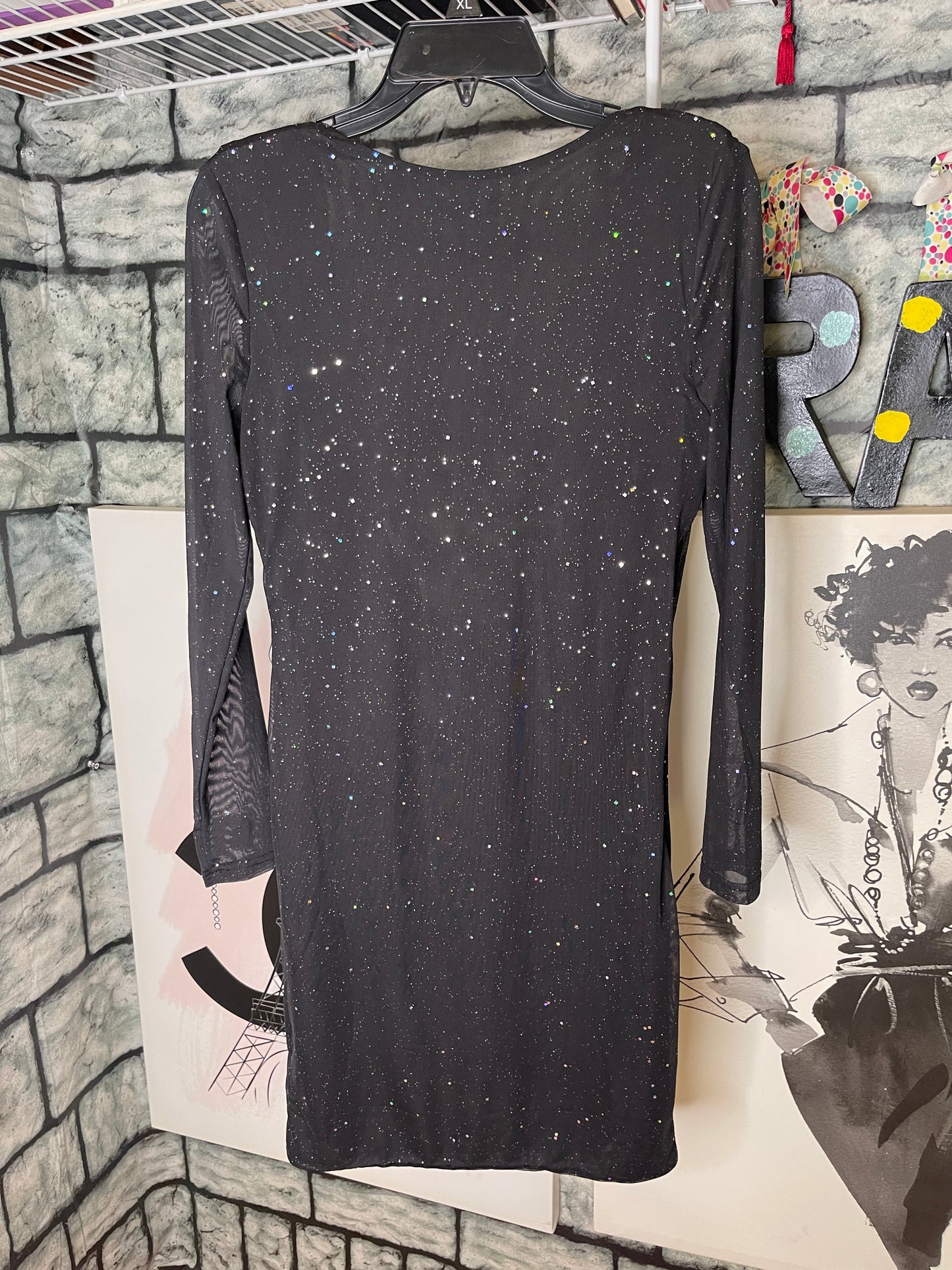 Black Silver Dress Women sz Large