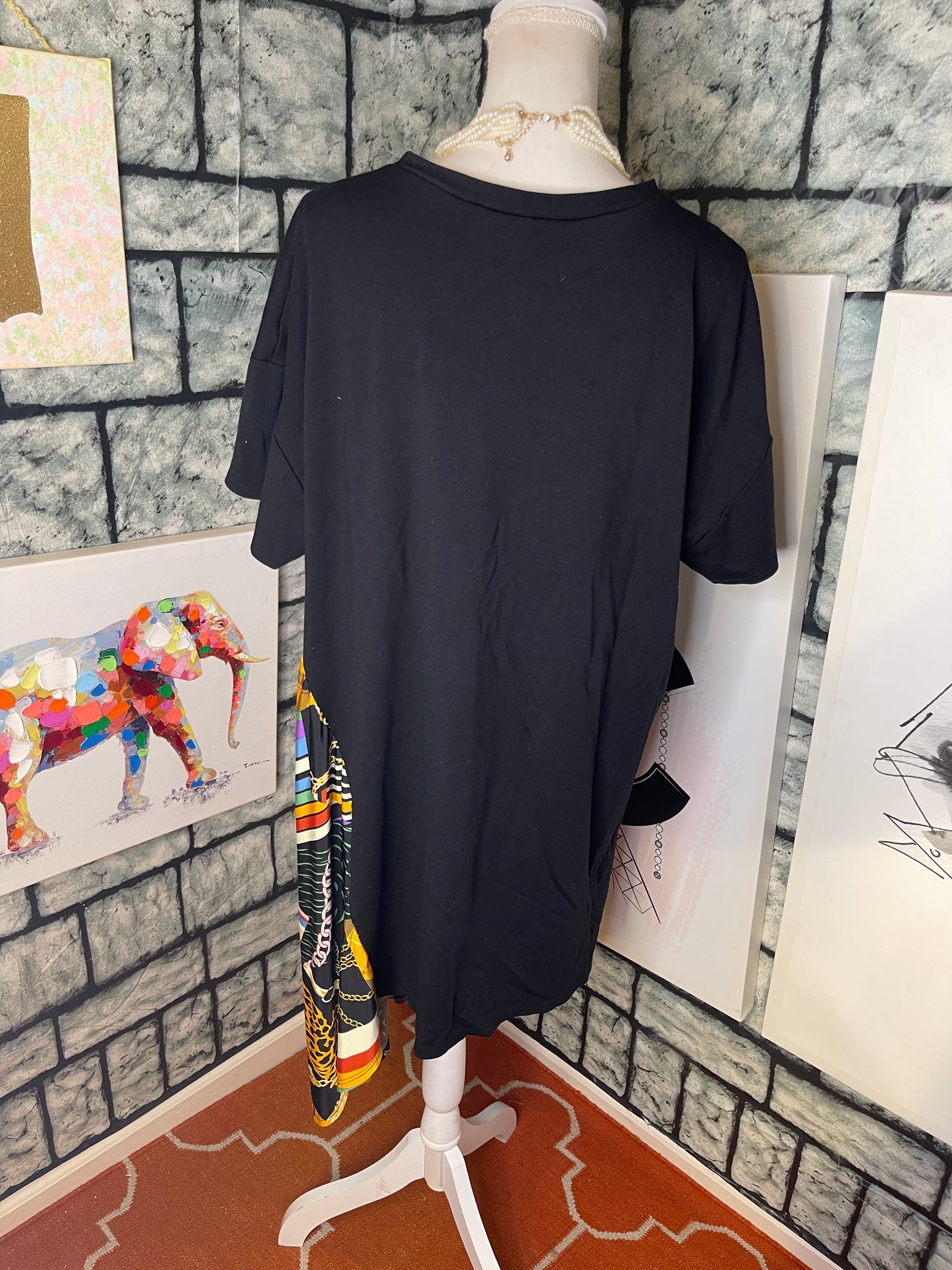 Goodtimes Black Colorful Shirt Dress Women sz 2XL