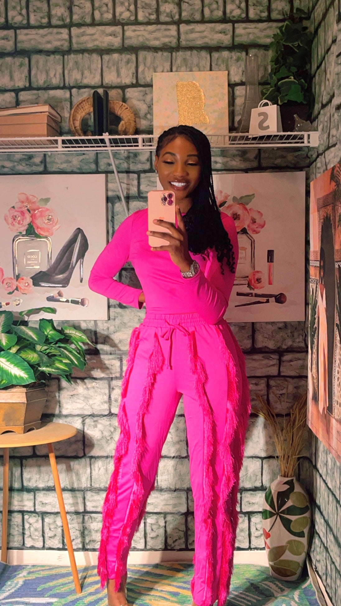 NEW PINK Fringes Pants Set : (S-M-L)
