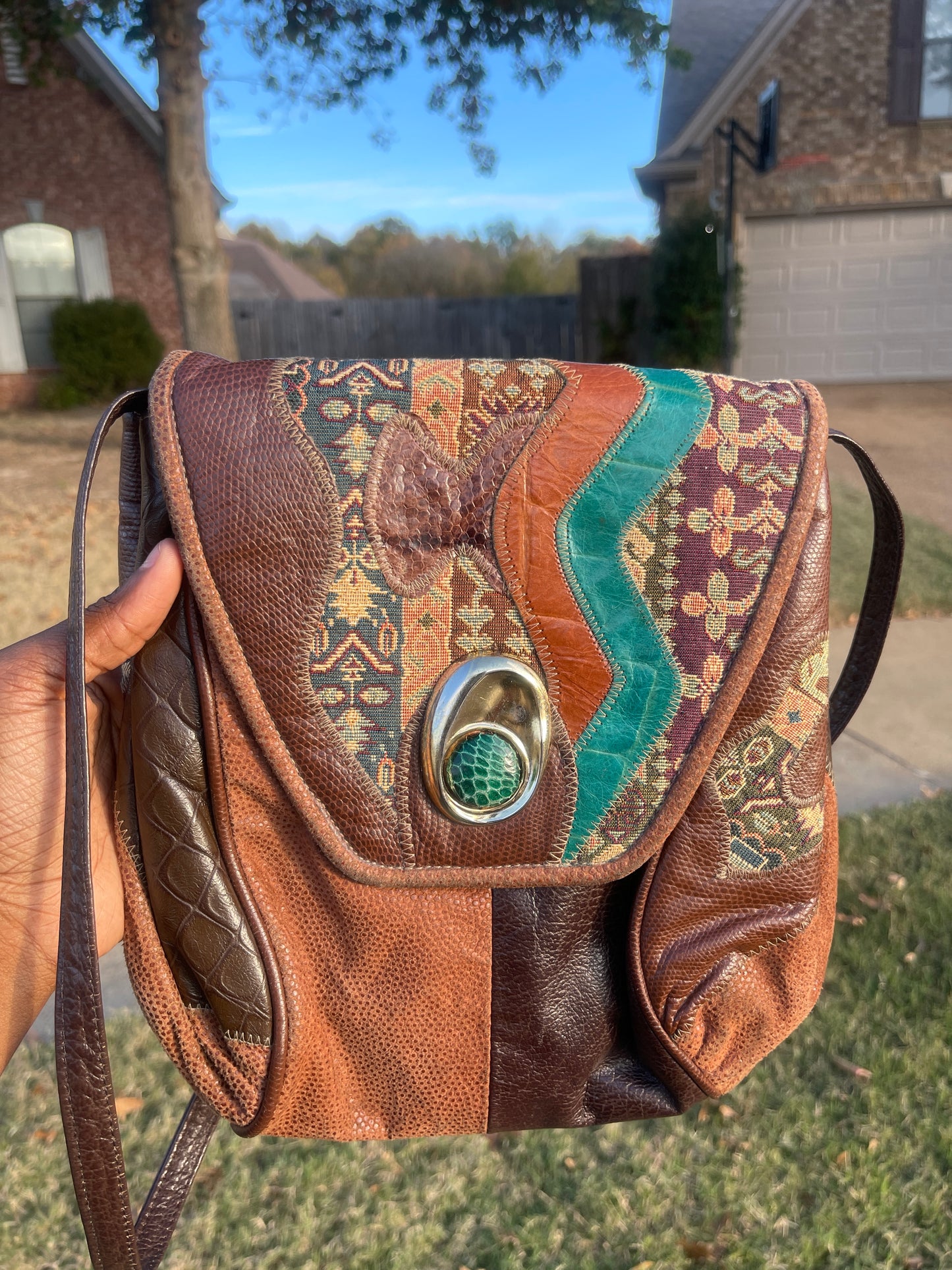 Brown orange handbag crossbody