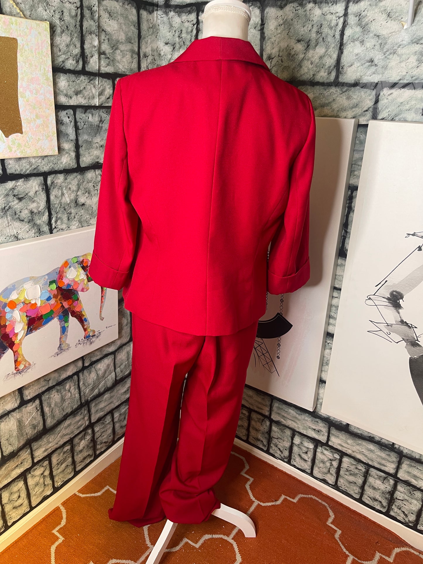 Kasper Red 2 piece Pants Suit Women sz 10