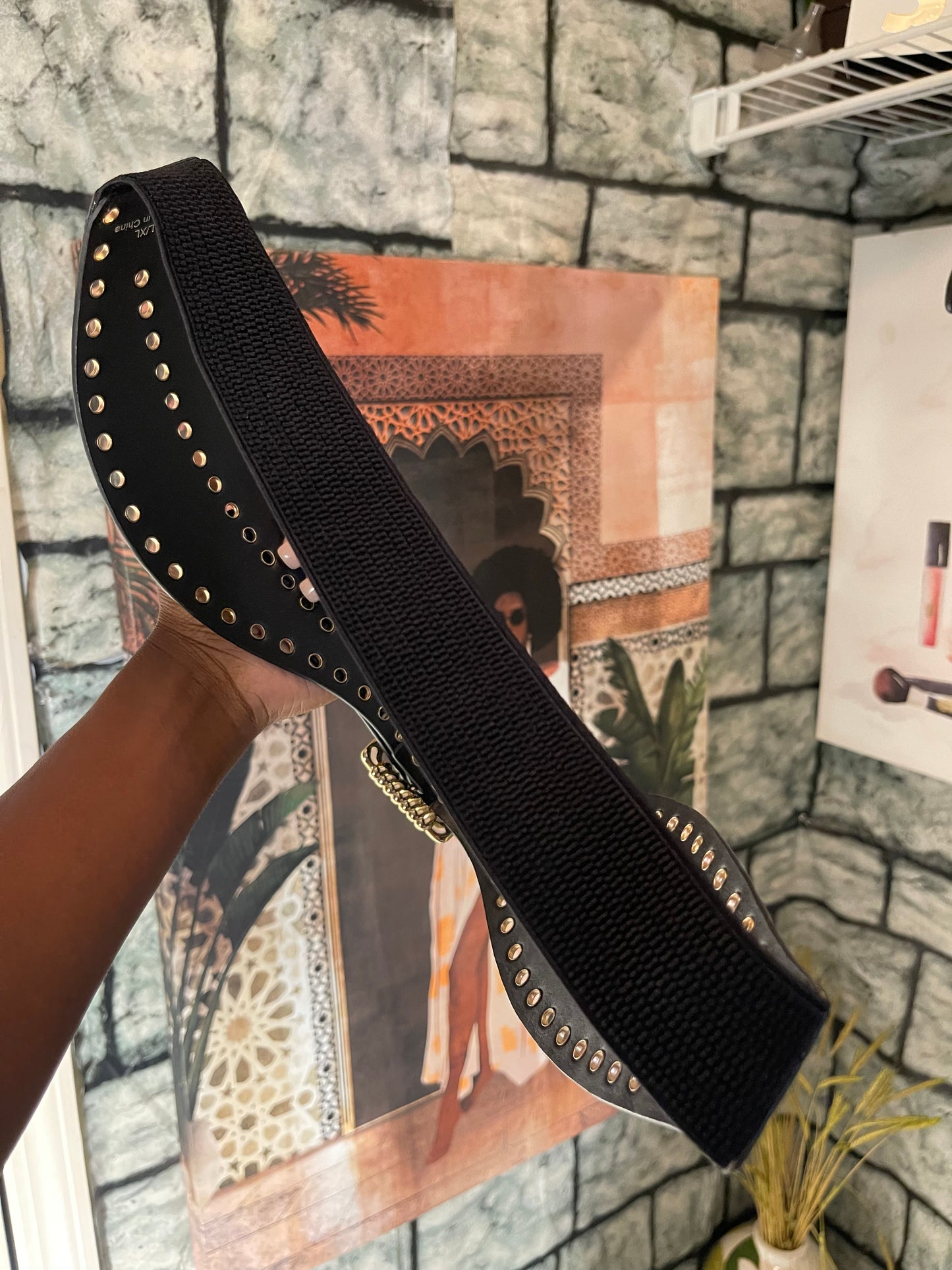 NEW Belt Black Gold Women sz Large / XL