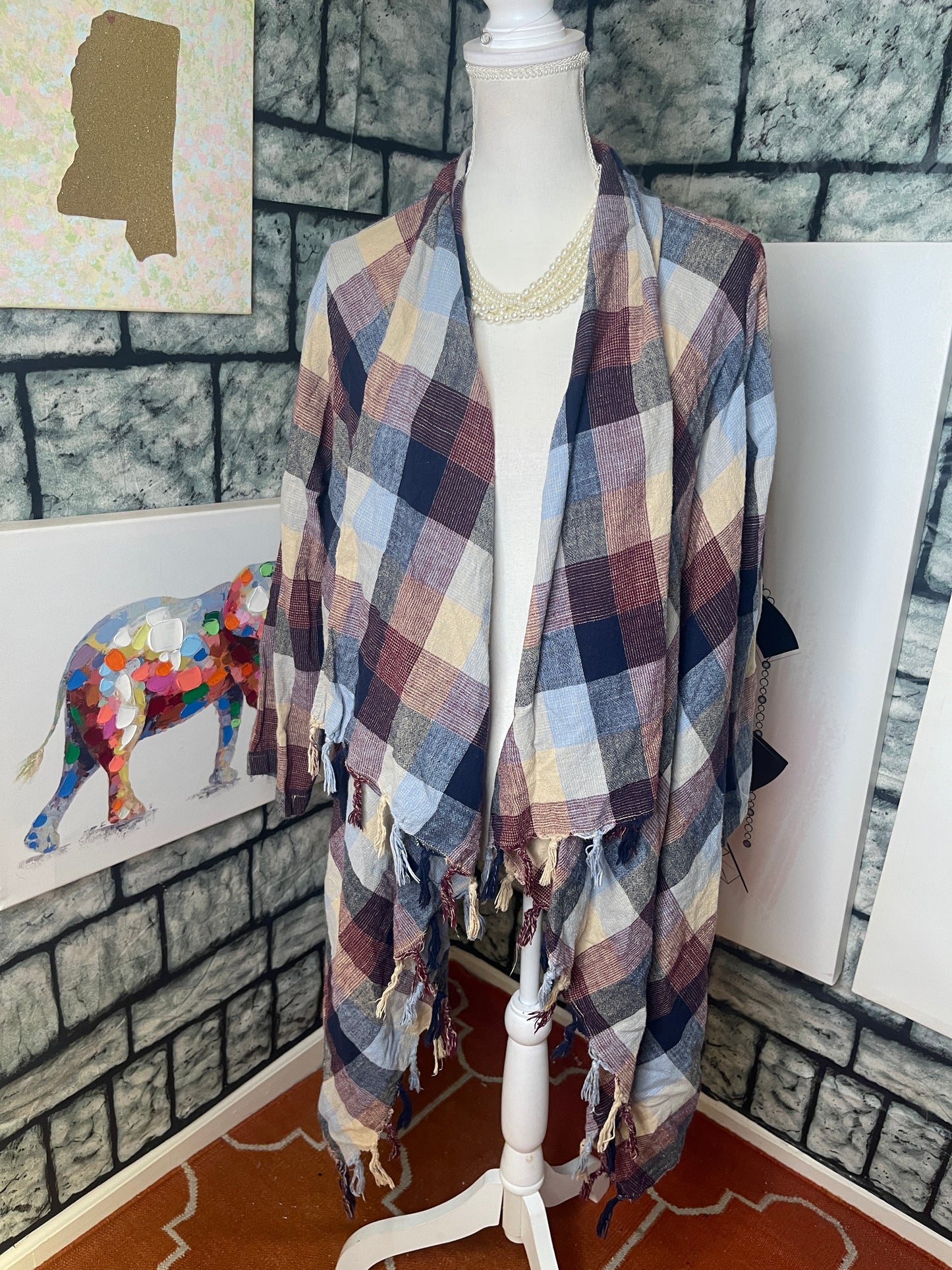 Jodifl Gray Blue Burgundy Cover Women sz Small
