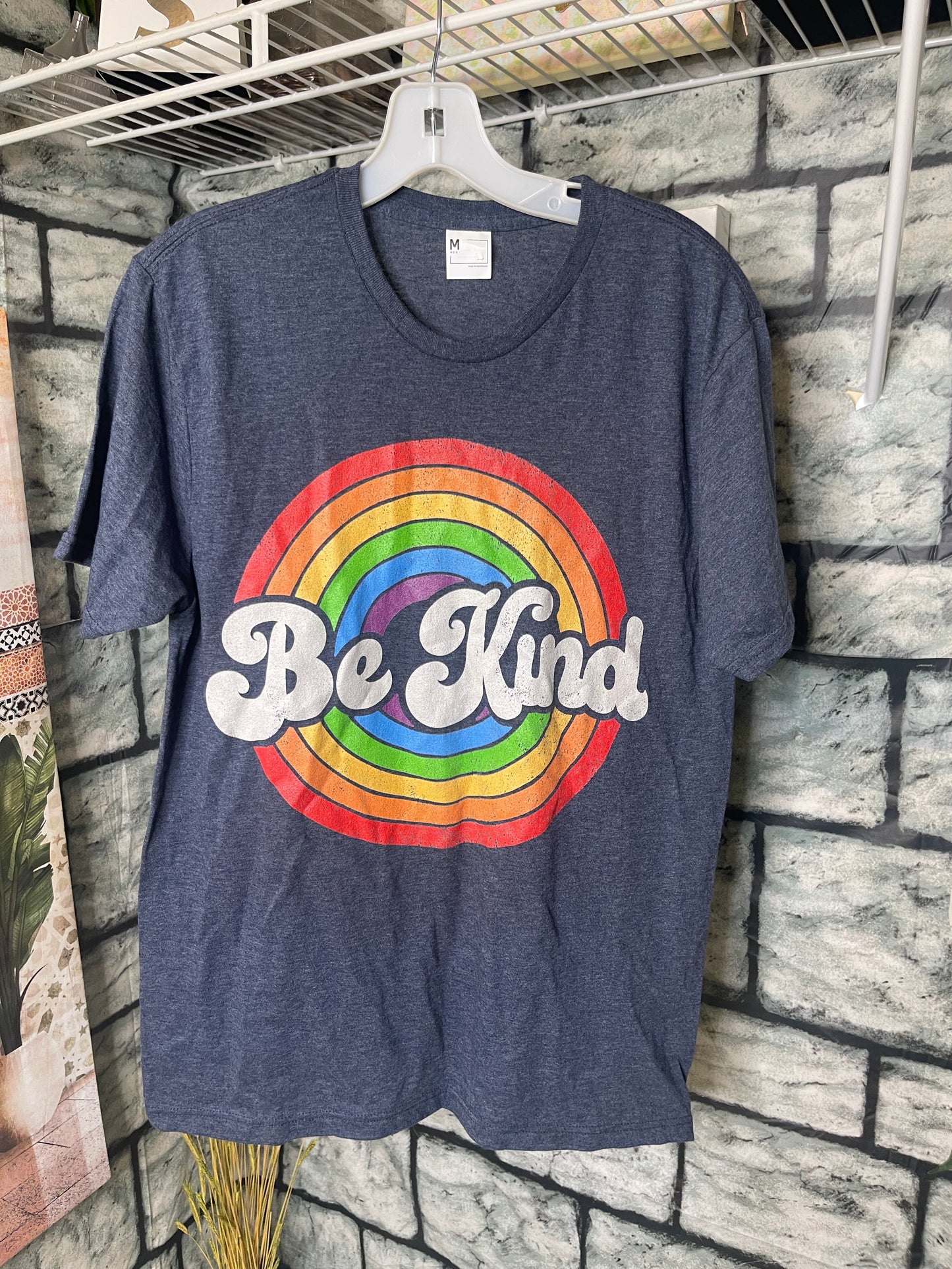 "Be Kind" Blue Graphic Shirt Men sz Medium