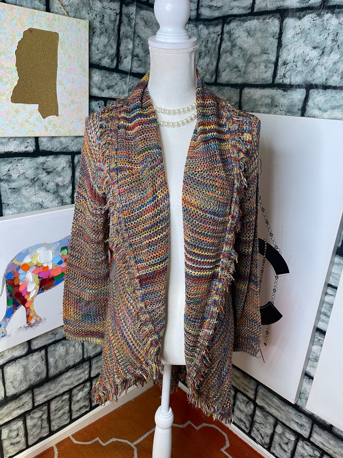 Studio Colorful Sweater Cardigan Women sz XL