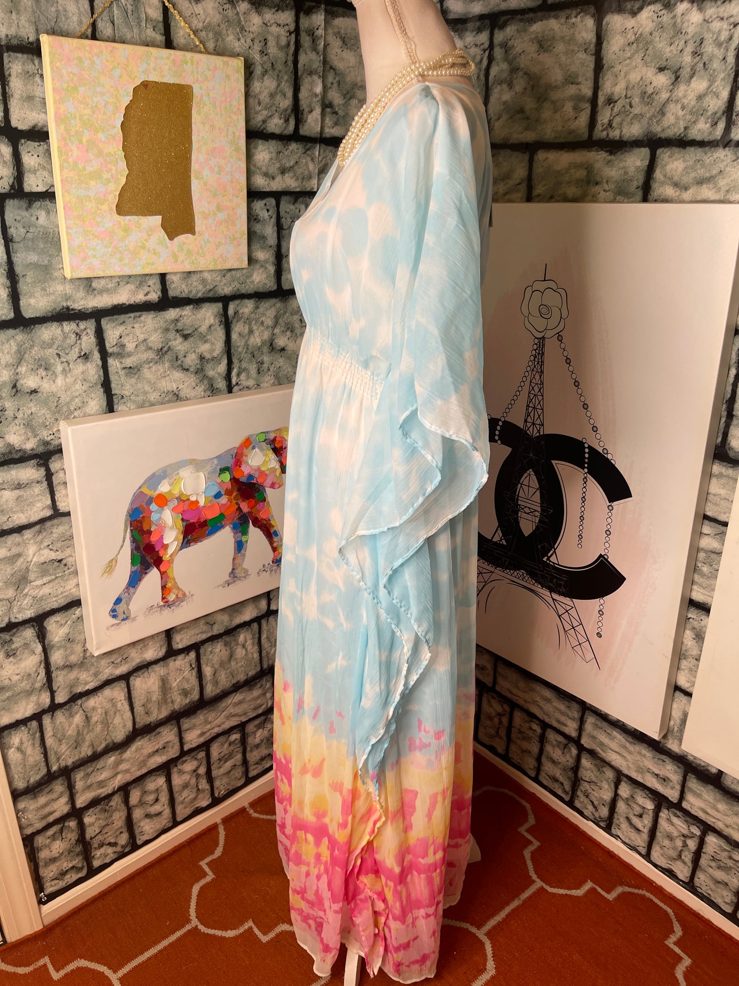 NEW MPH Blue Pink Dress Women sz XL