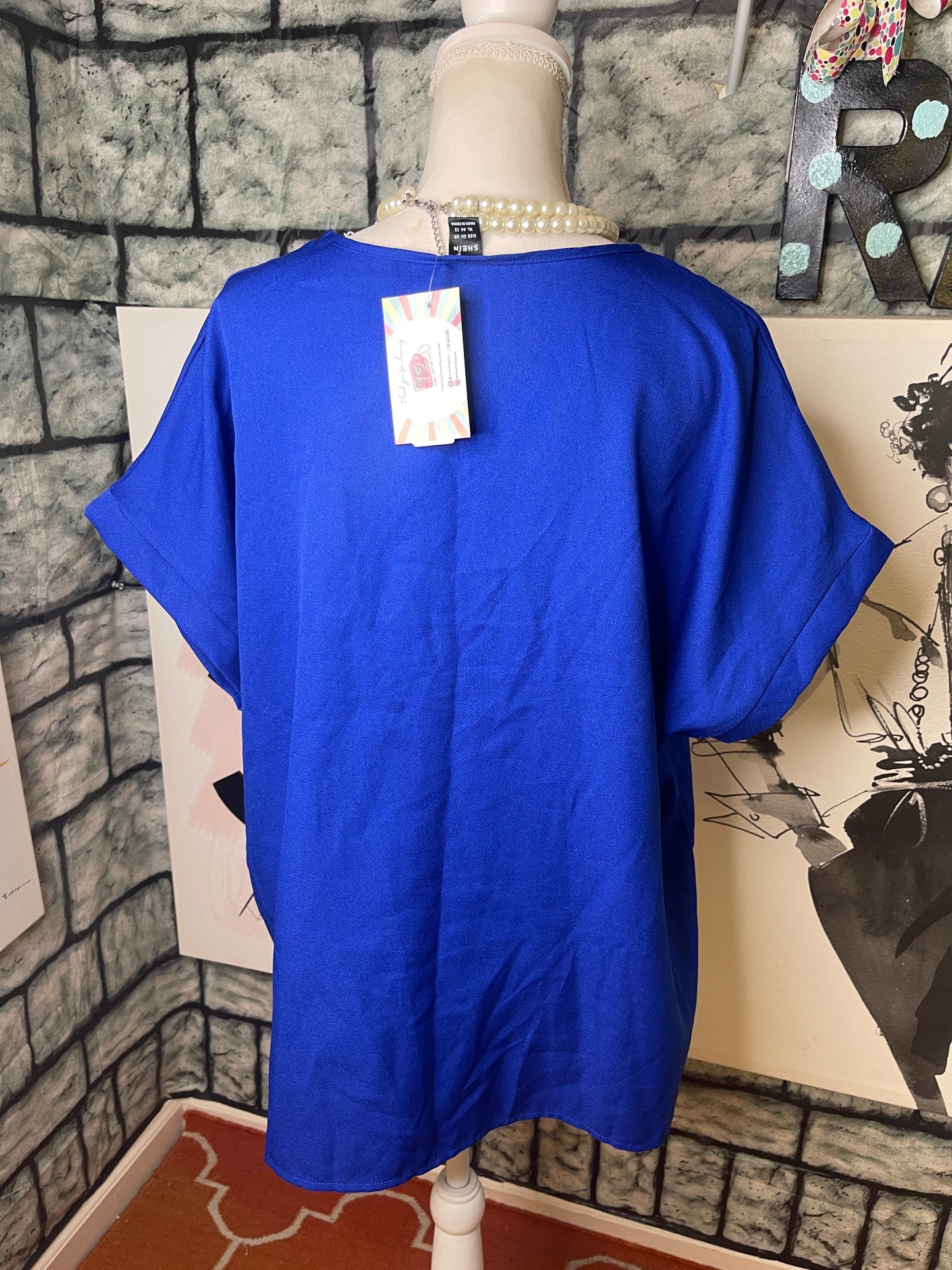 Shein Blue Blouse Women sz XL