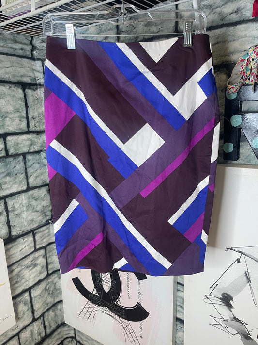 Ann Taylor Purple Print Skirt Women sz 2