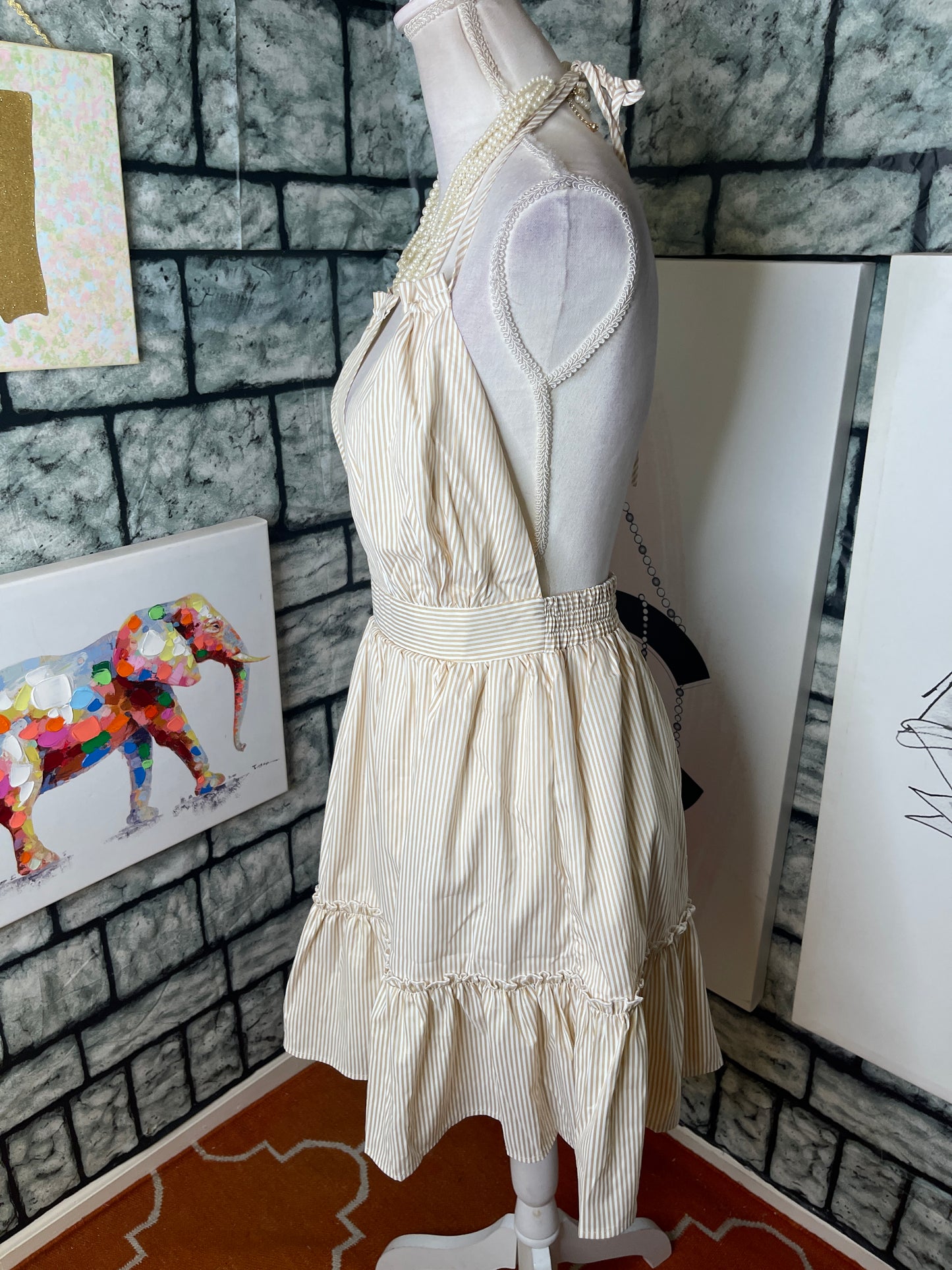 HYFVE Tan White Dress Women sz Medium