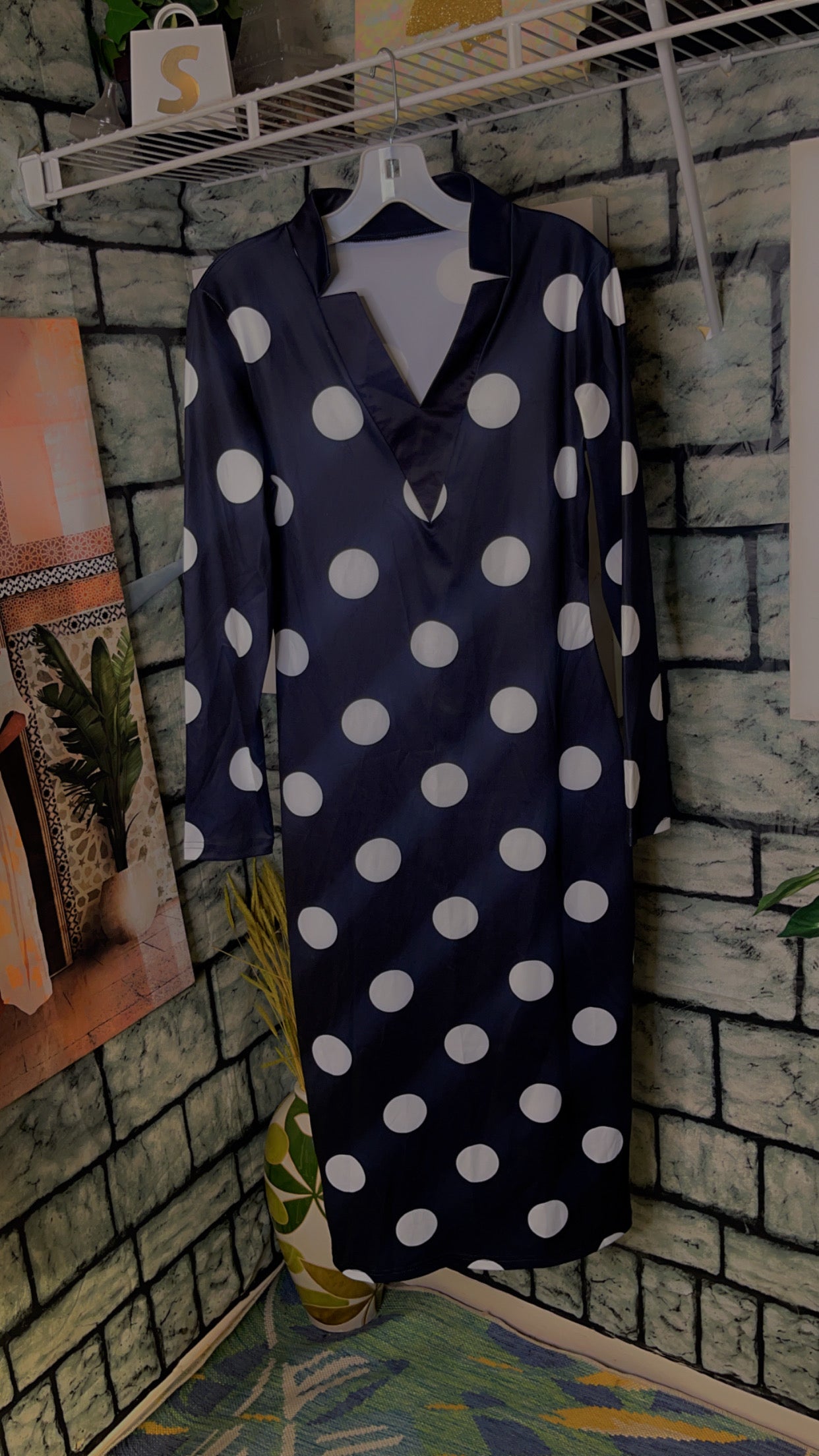 Black Polka Dot Dress Women sz Small (can fit a medium)