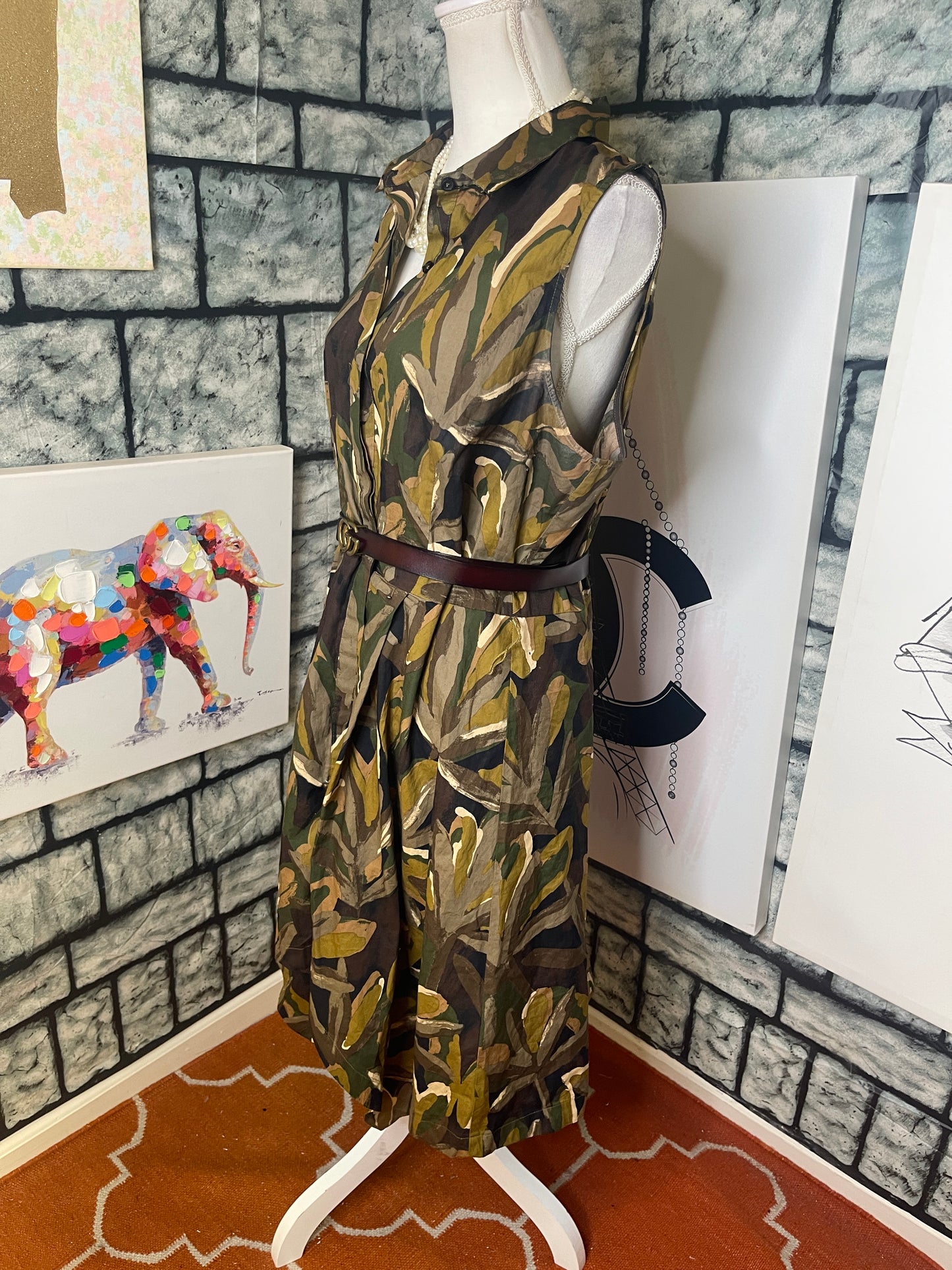 Who What Wear Green Camo Dress Women sz XL (no belt)