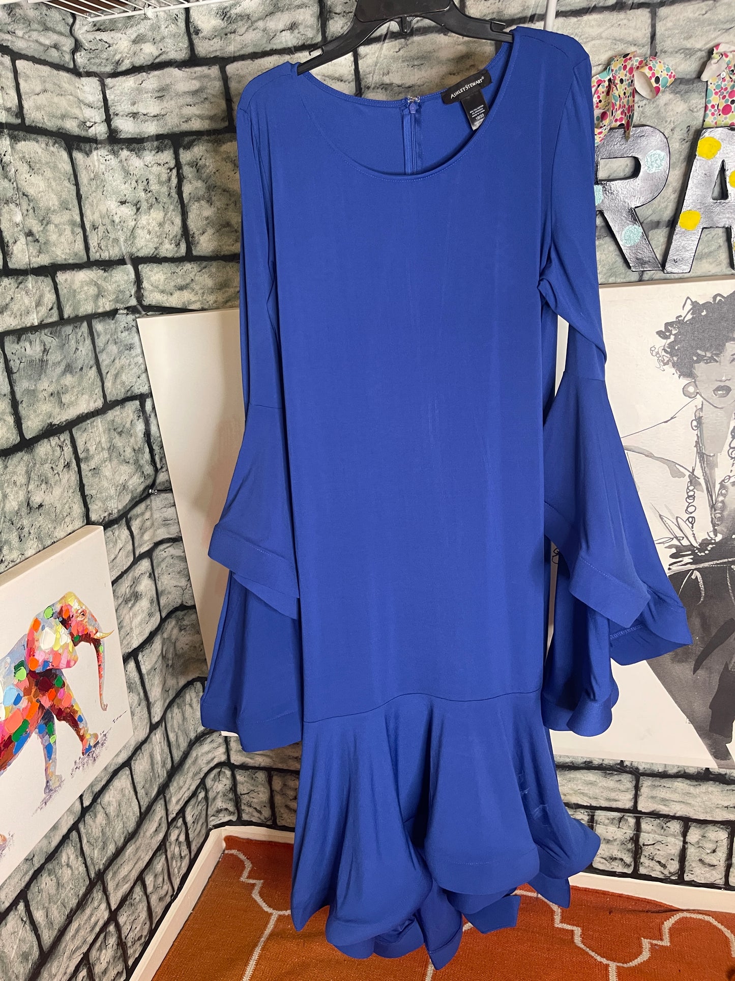 Ashley Stewart blue ruffle dress women sz 18/20