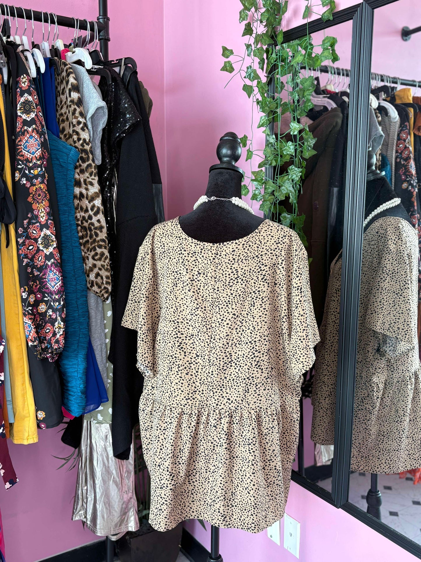 Shein Brown Black Print Blouse Women sz 3XL