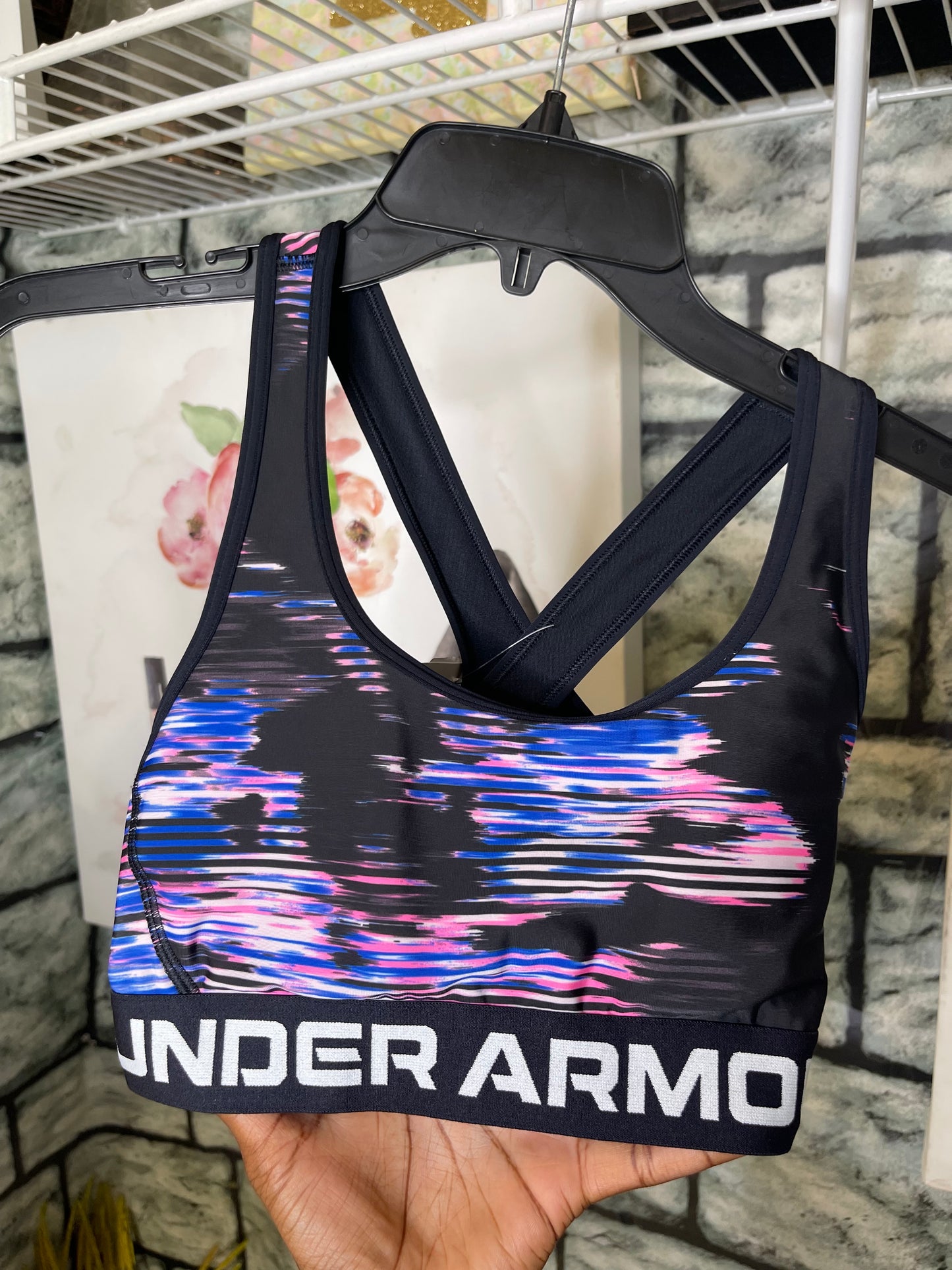 Under Armour Purple Black Sports Bra Women sz Small