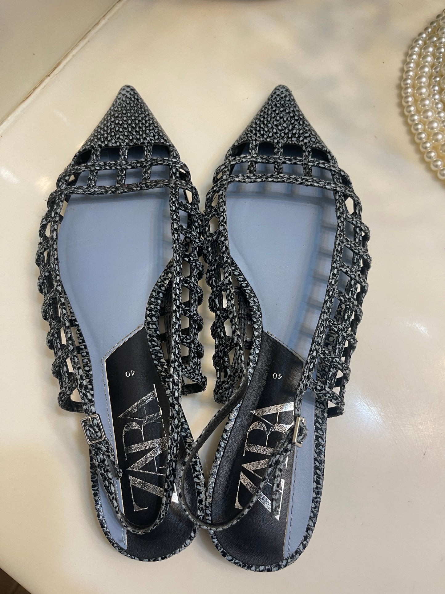 Zara blue flats women sz 9