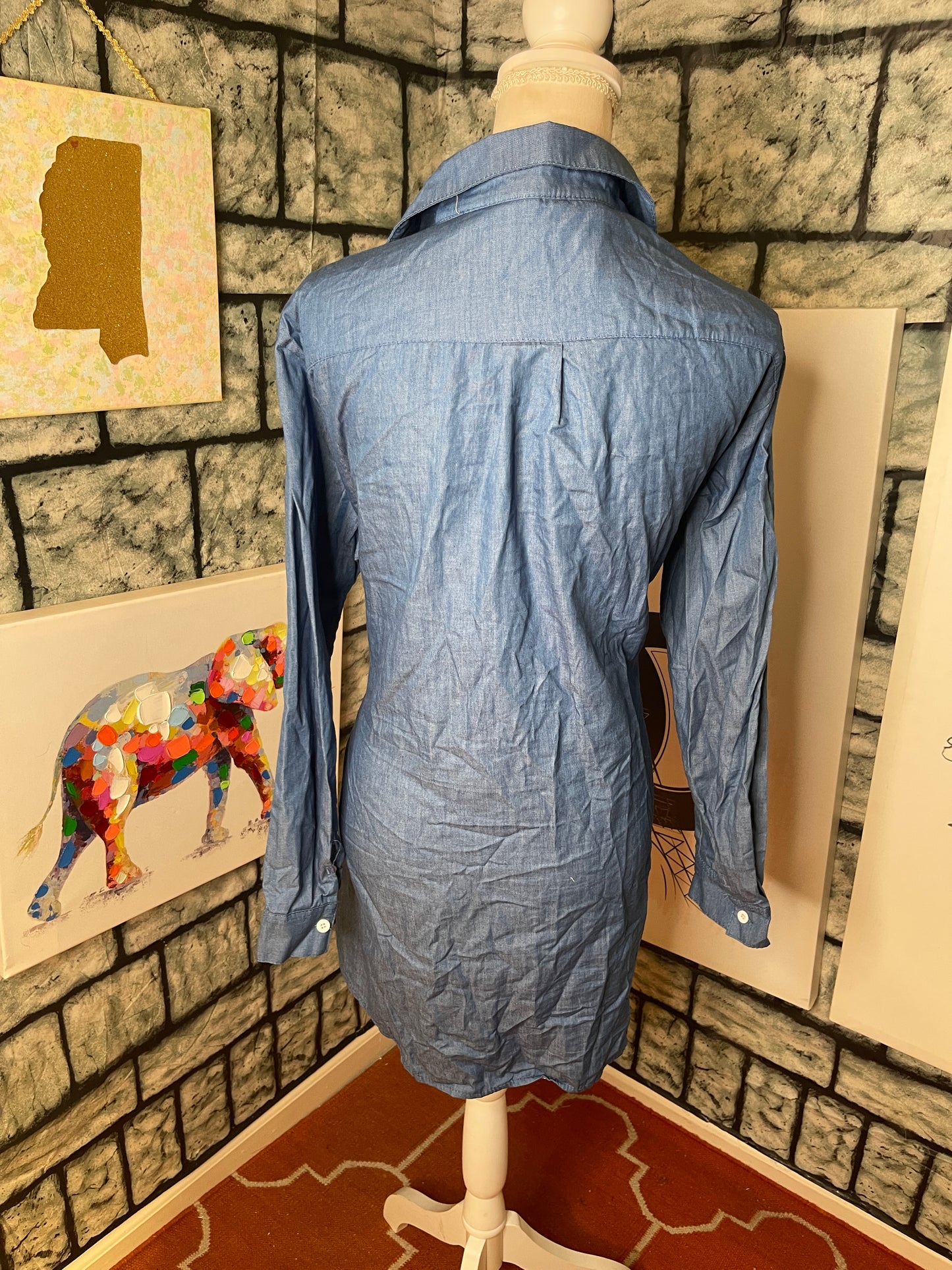 Blue Button Dress Women sz Large