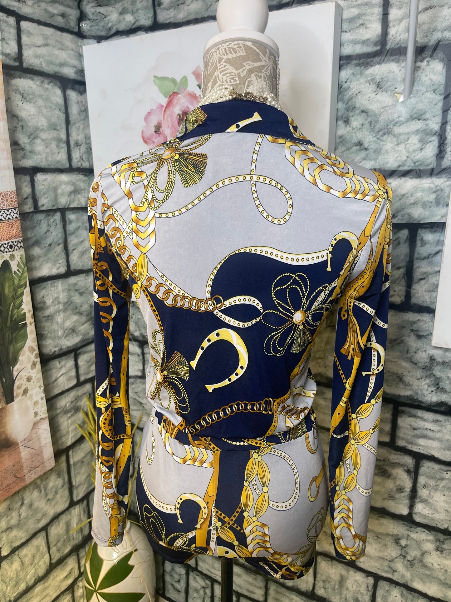 Timing Blue Yellow Romper Women sz Small