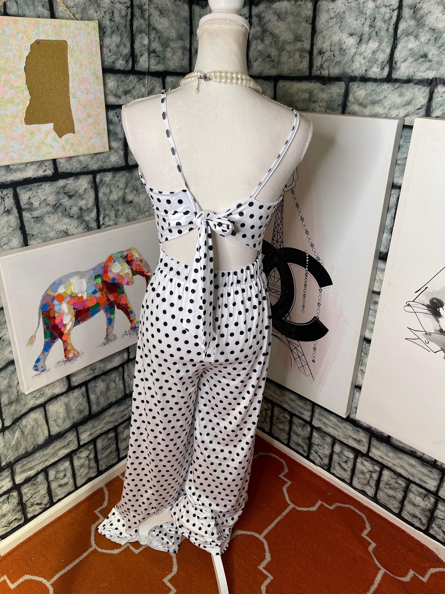 Black White Jumpsuit Women sz Medium