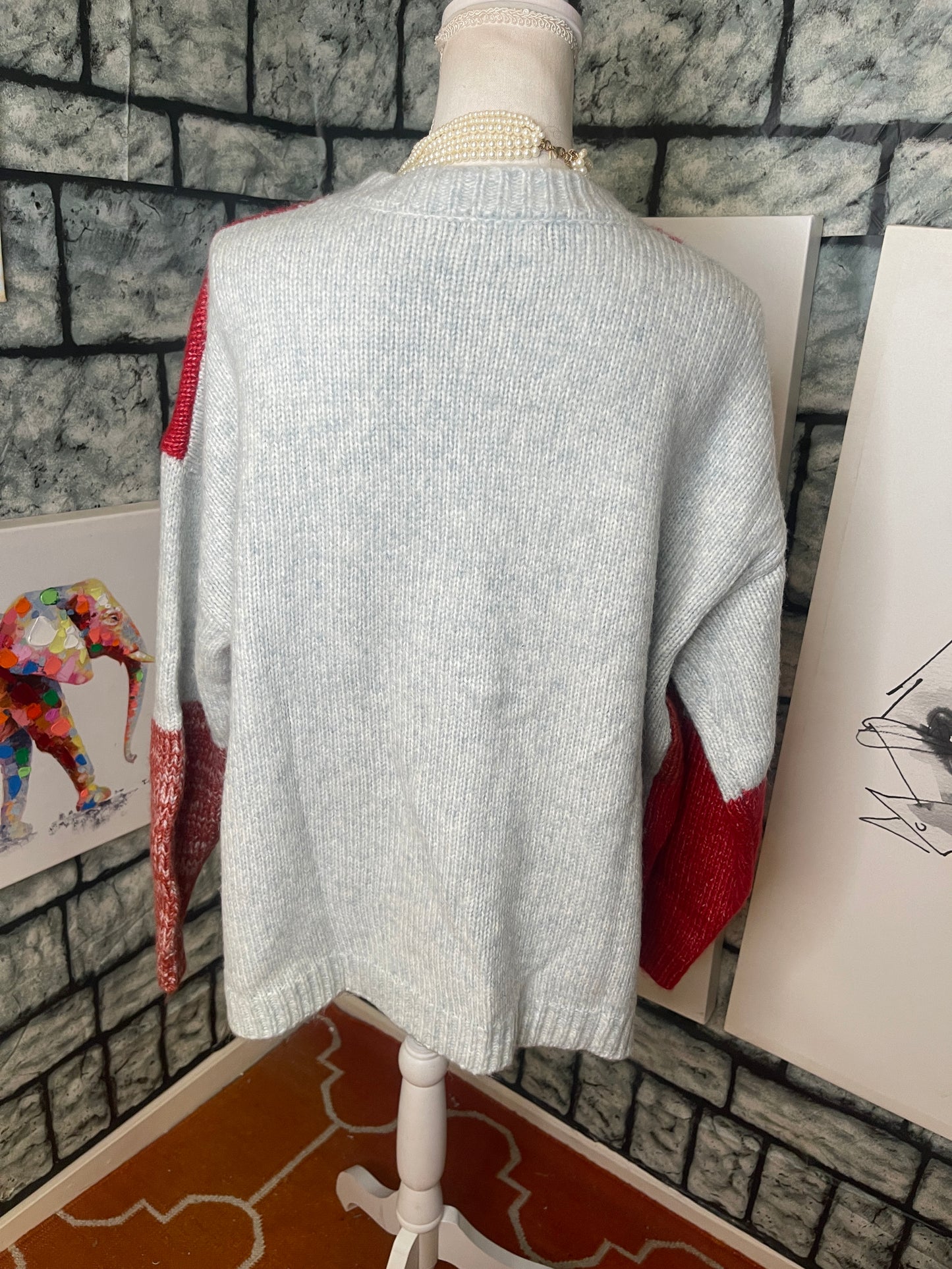 Shein Gray Red Cardigan Women sz 2XL