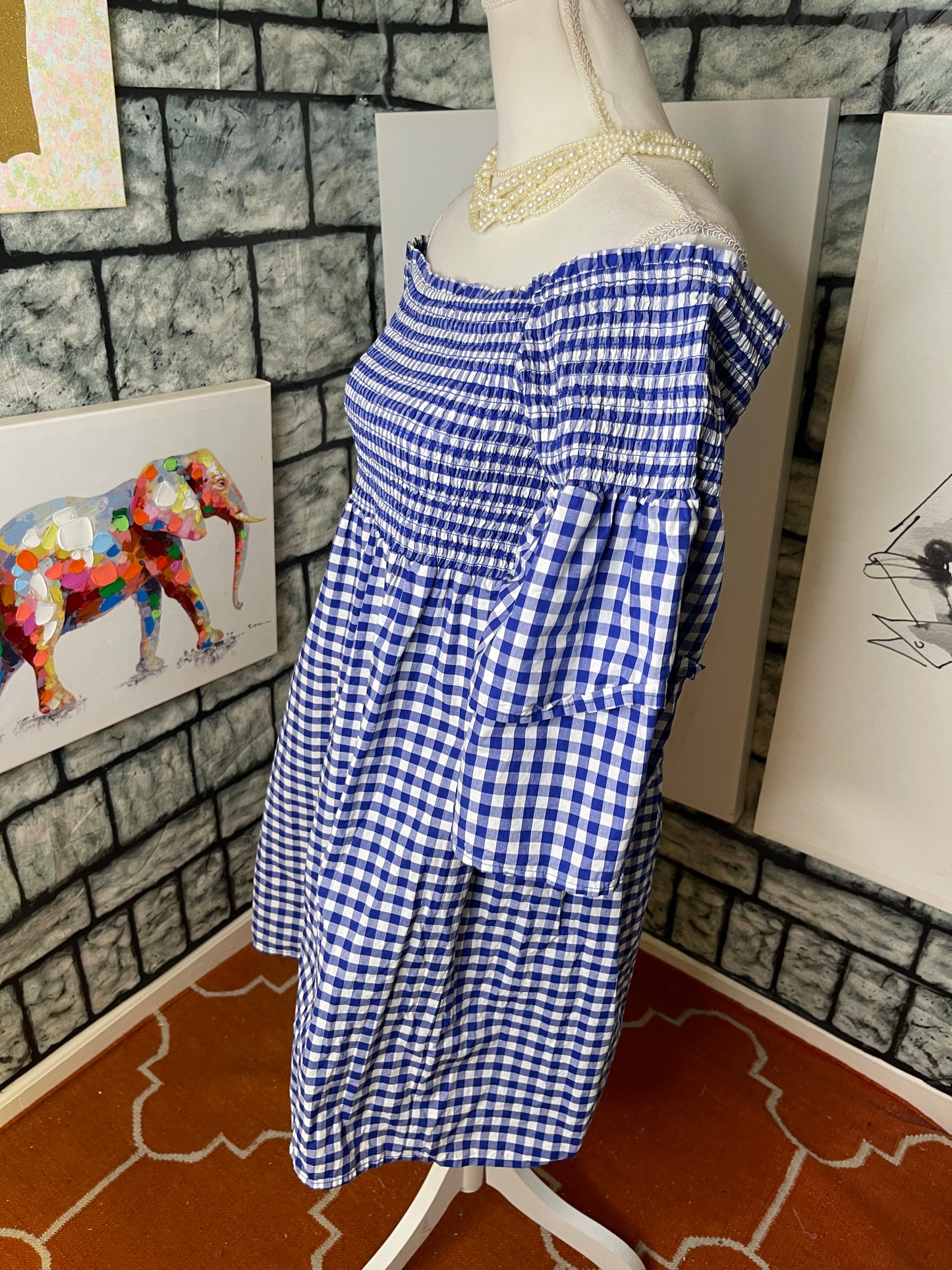 Cupio Blue and White Dress Women Sz Large