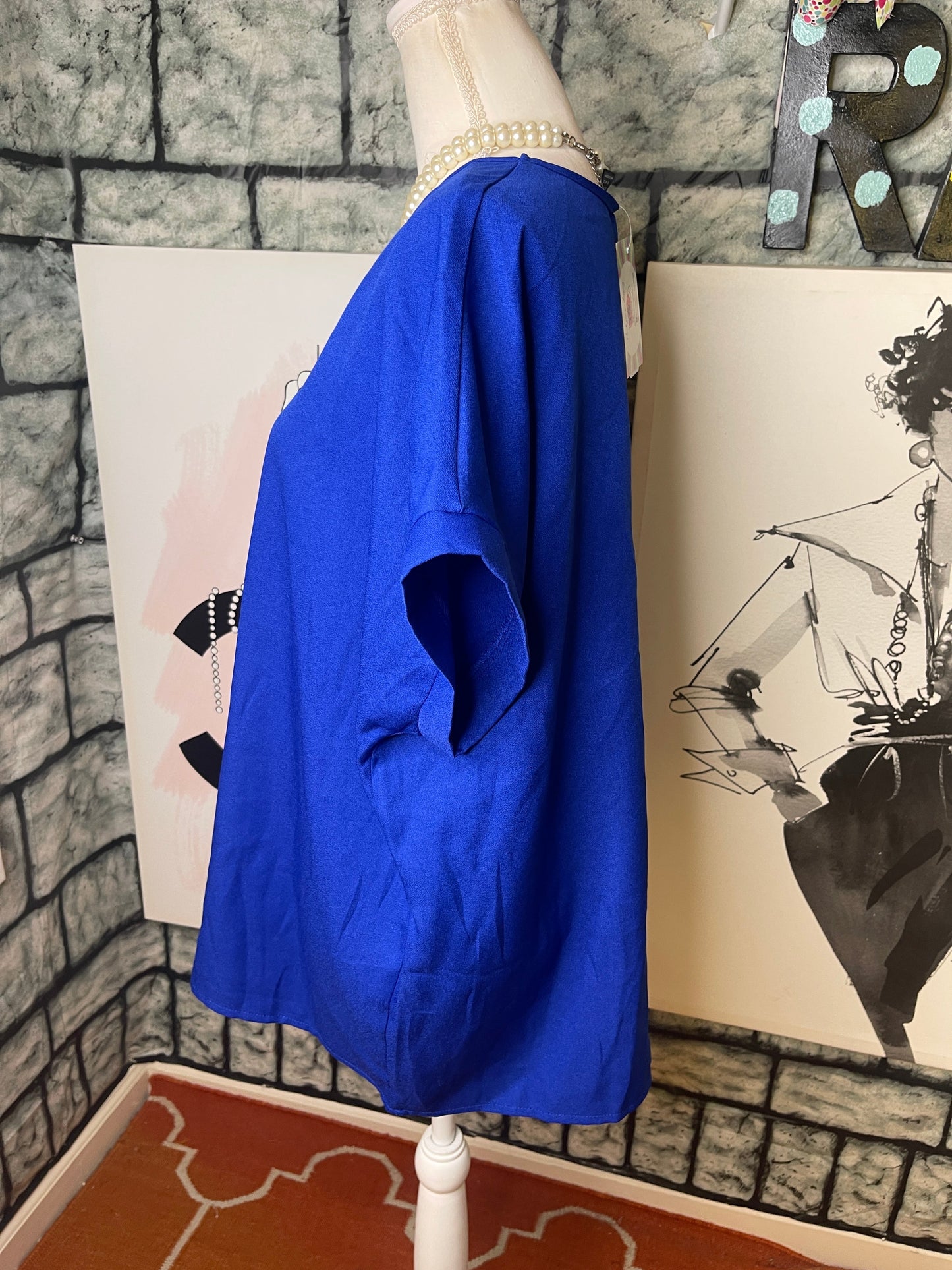 Shein Blue Blouse Women sz XL