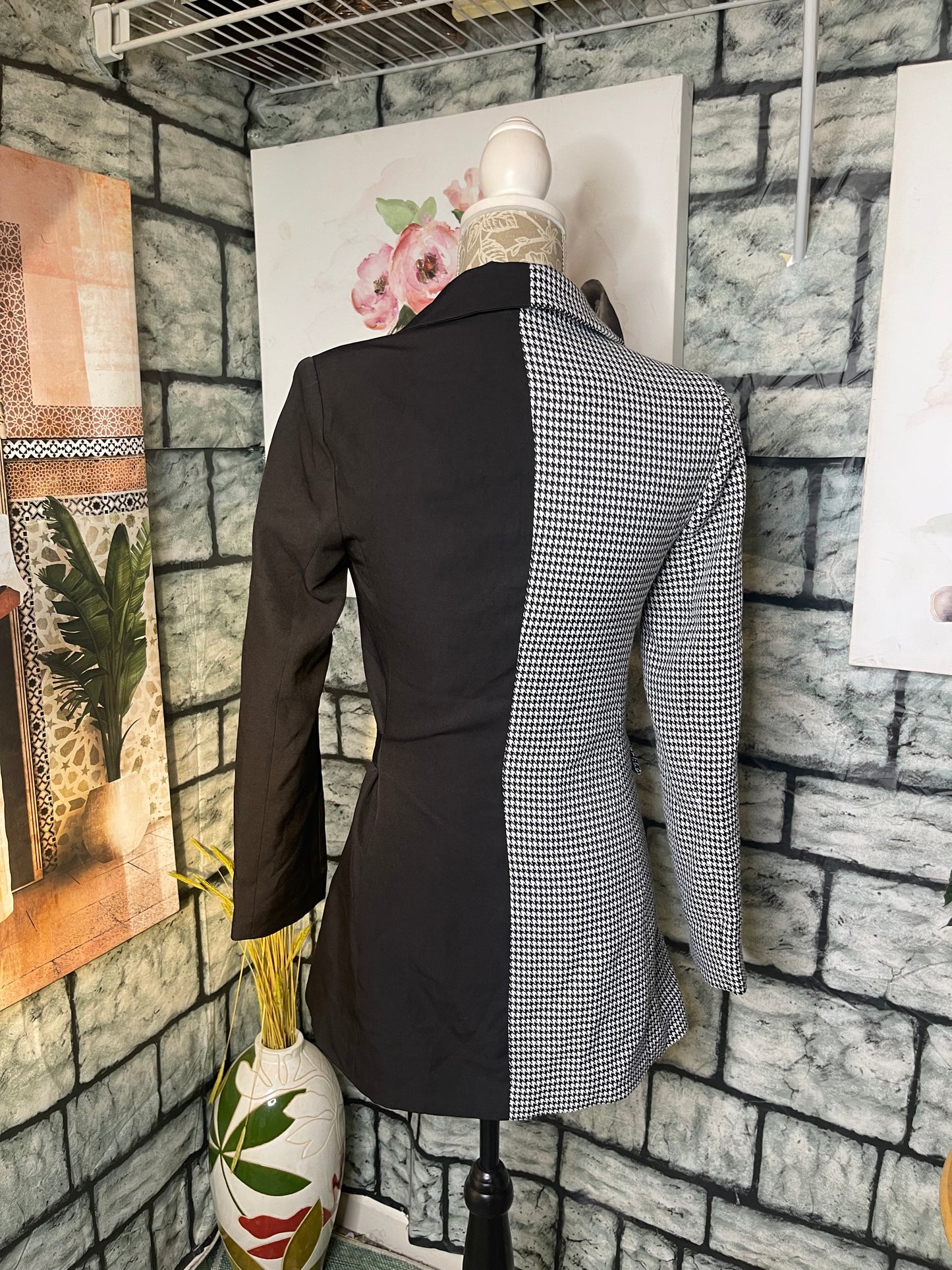 Fashion Nova Black White Blazer Dress Women sz XS