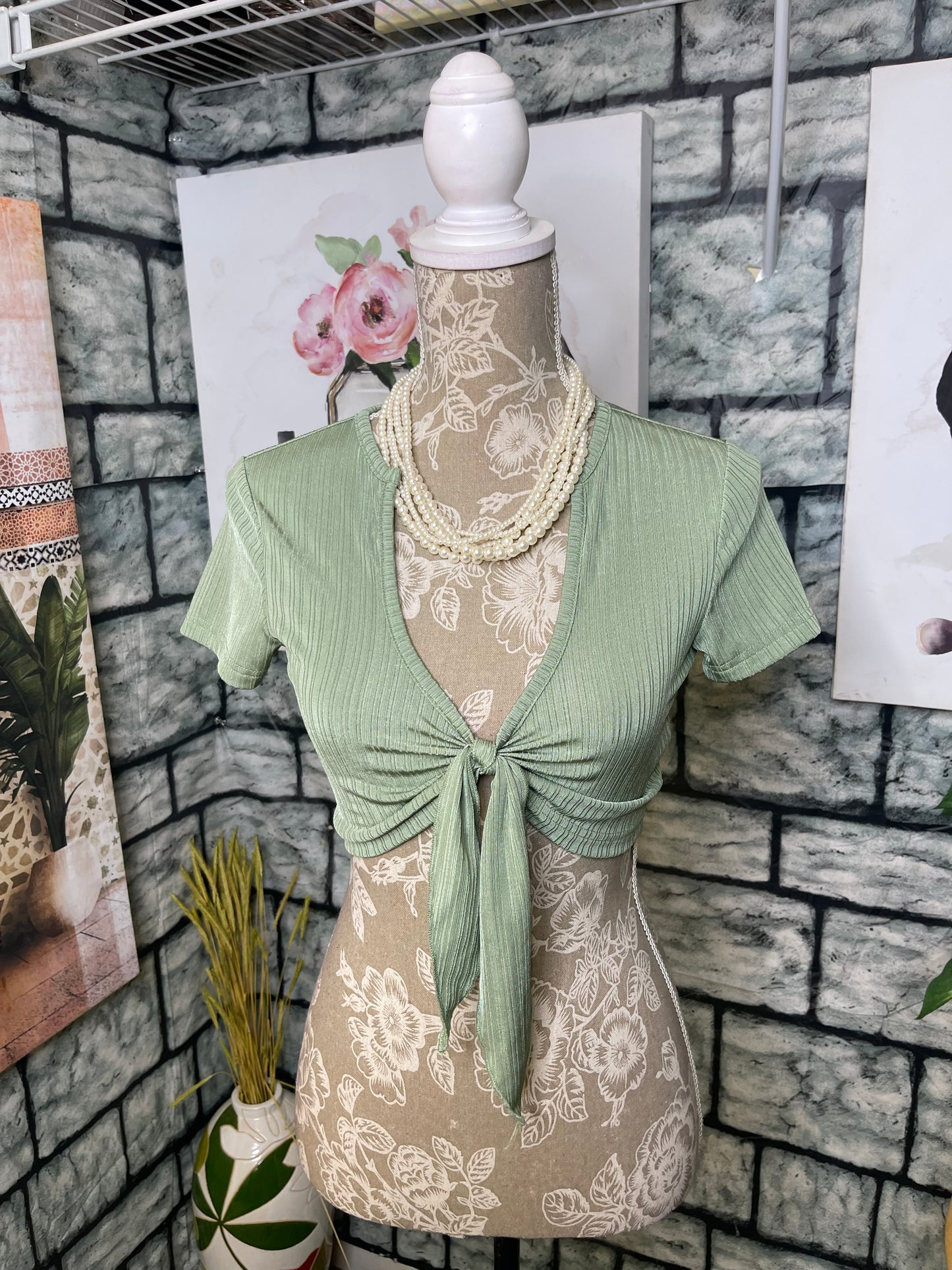 Shein Green Crop Top Women sz Medium